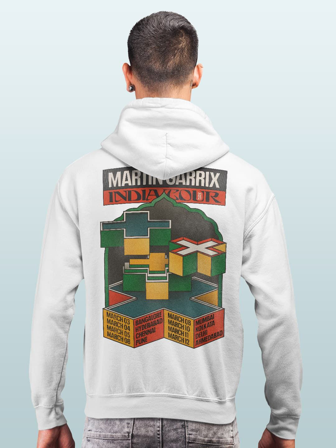 

macmerise Men Printed Hooded Sweatshirt, White