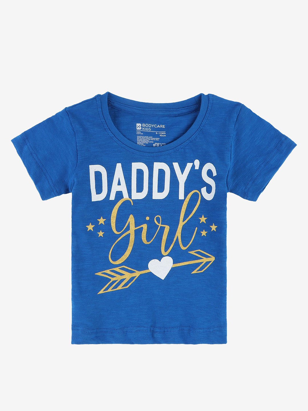 

Bodycare Girls Typography 2 Printed Raw Edge T-shirt, Blue