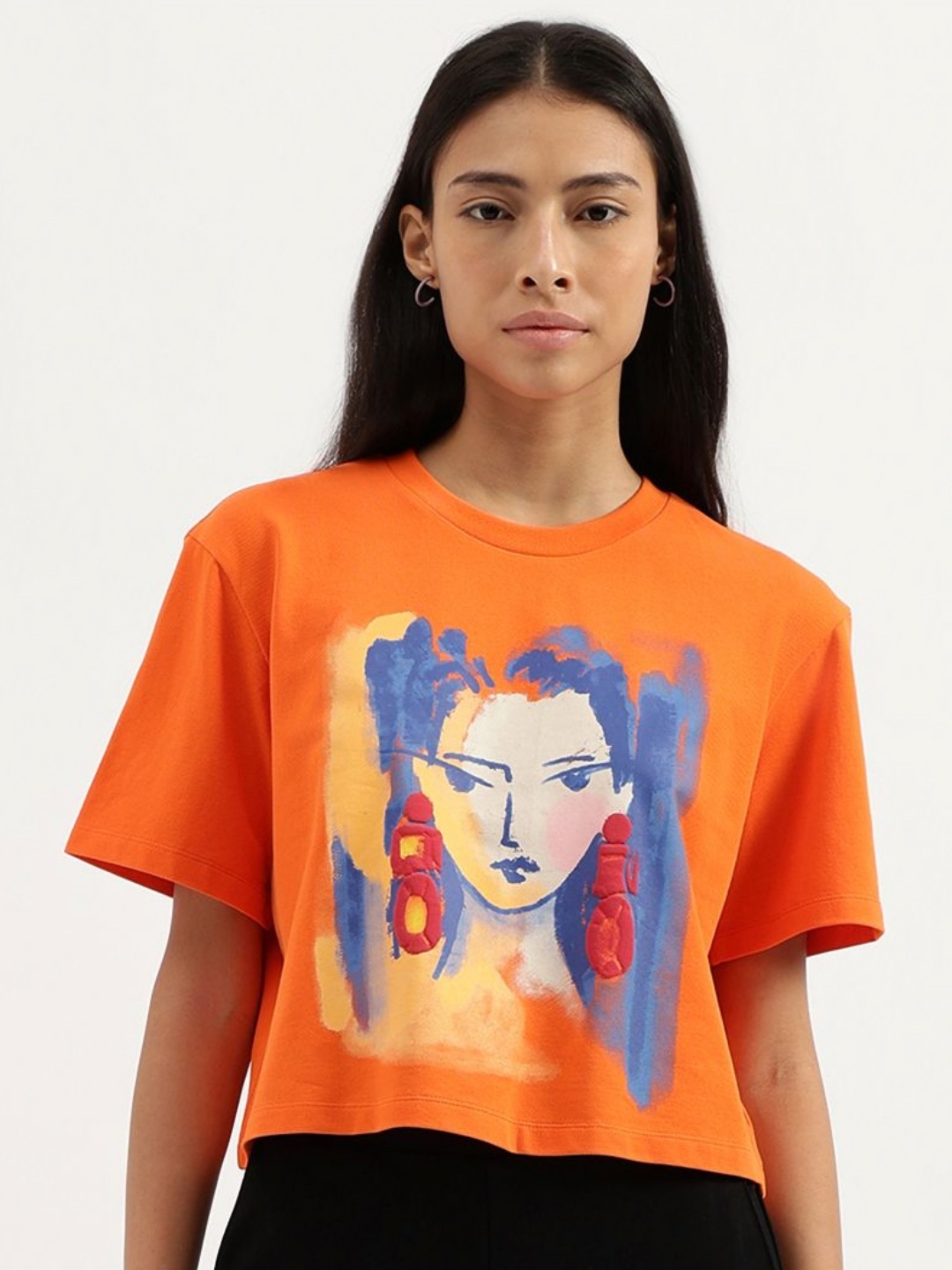 

United Colors of Benetton Women Printed T-shirt, Orange