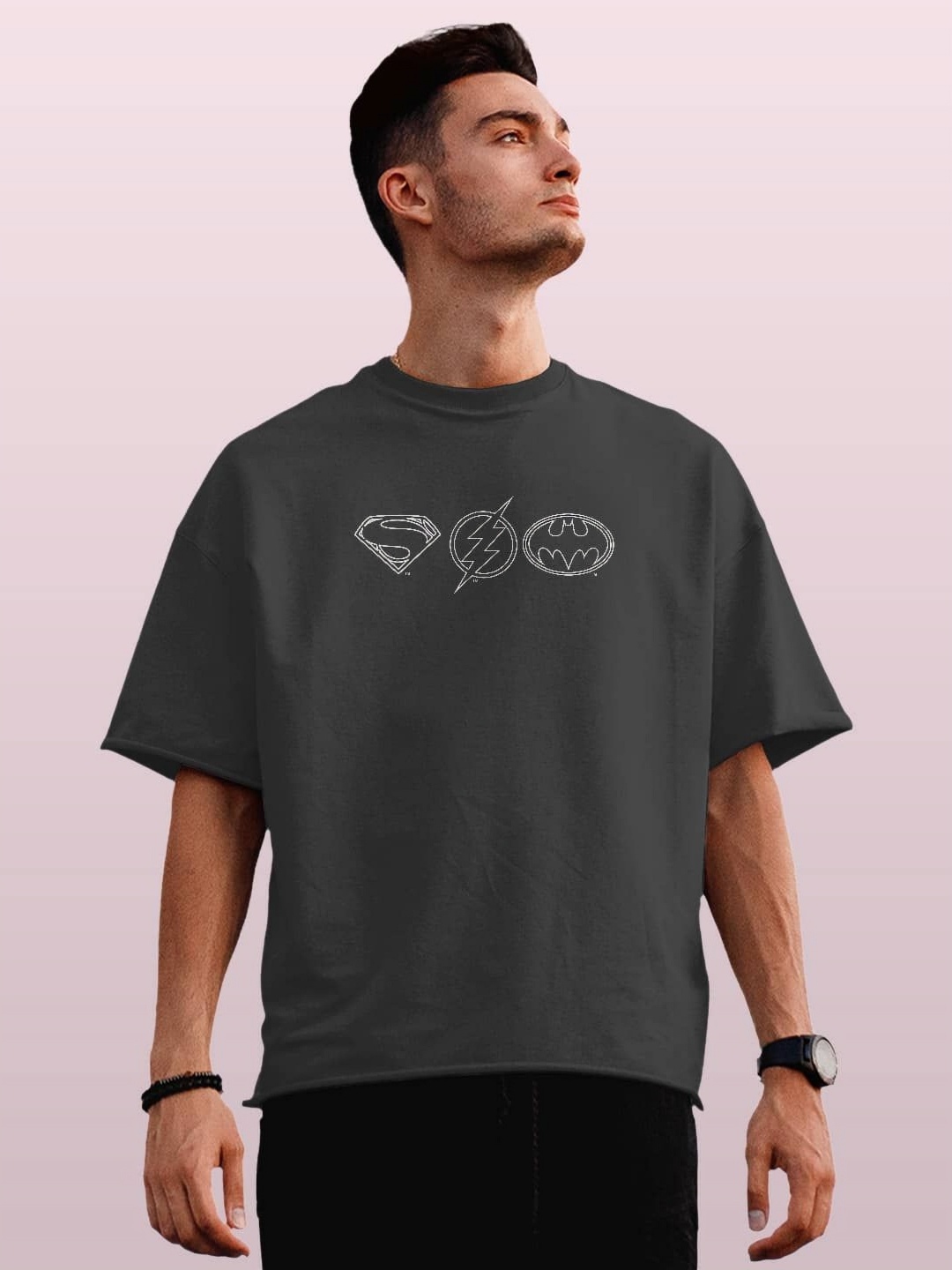 

macmerise Men Applique T-shirt, Grey