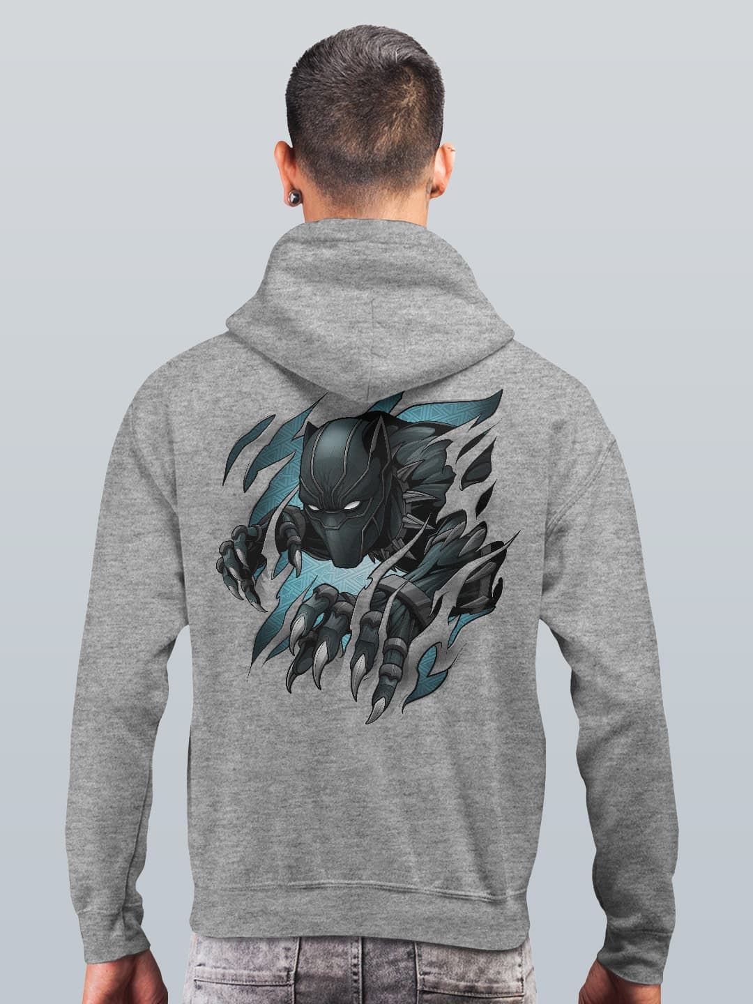 

macmerise Men Printed Hooded Sweatshirt, Grey