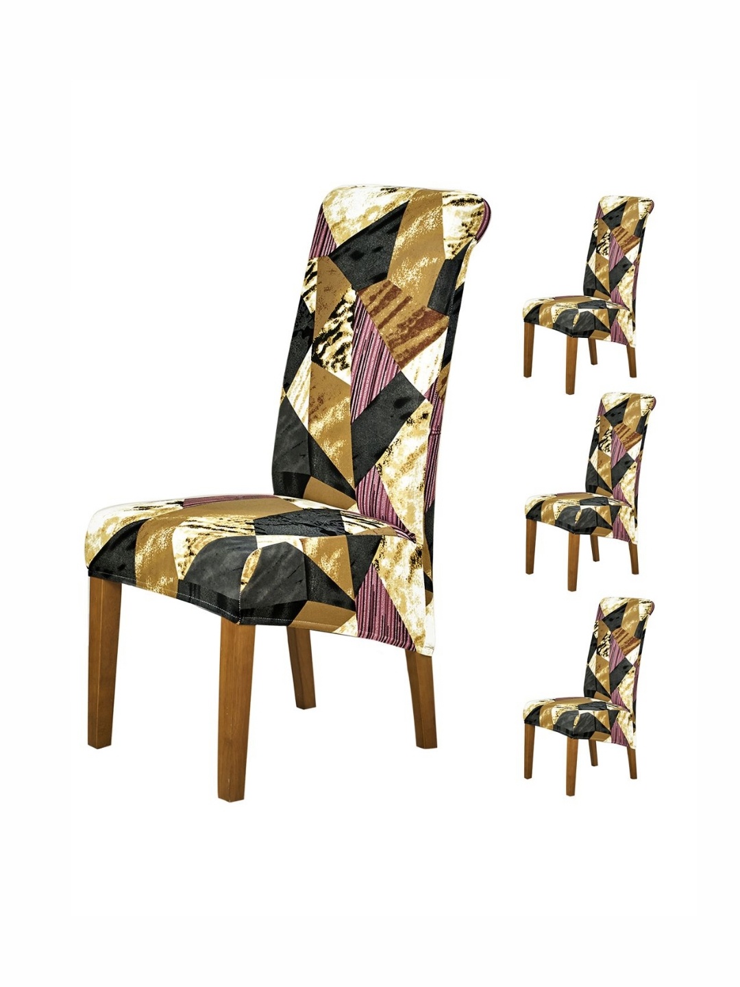 

HOKIPO Khaki & Black 4 Pieces Printed 140 GSM Stretchable Chair Covers