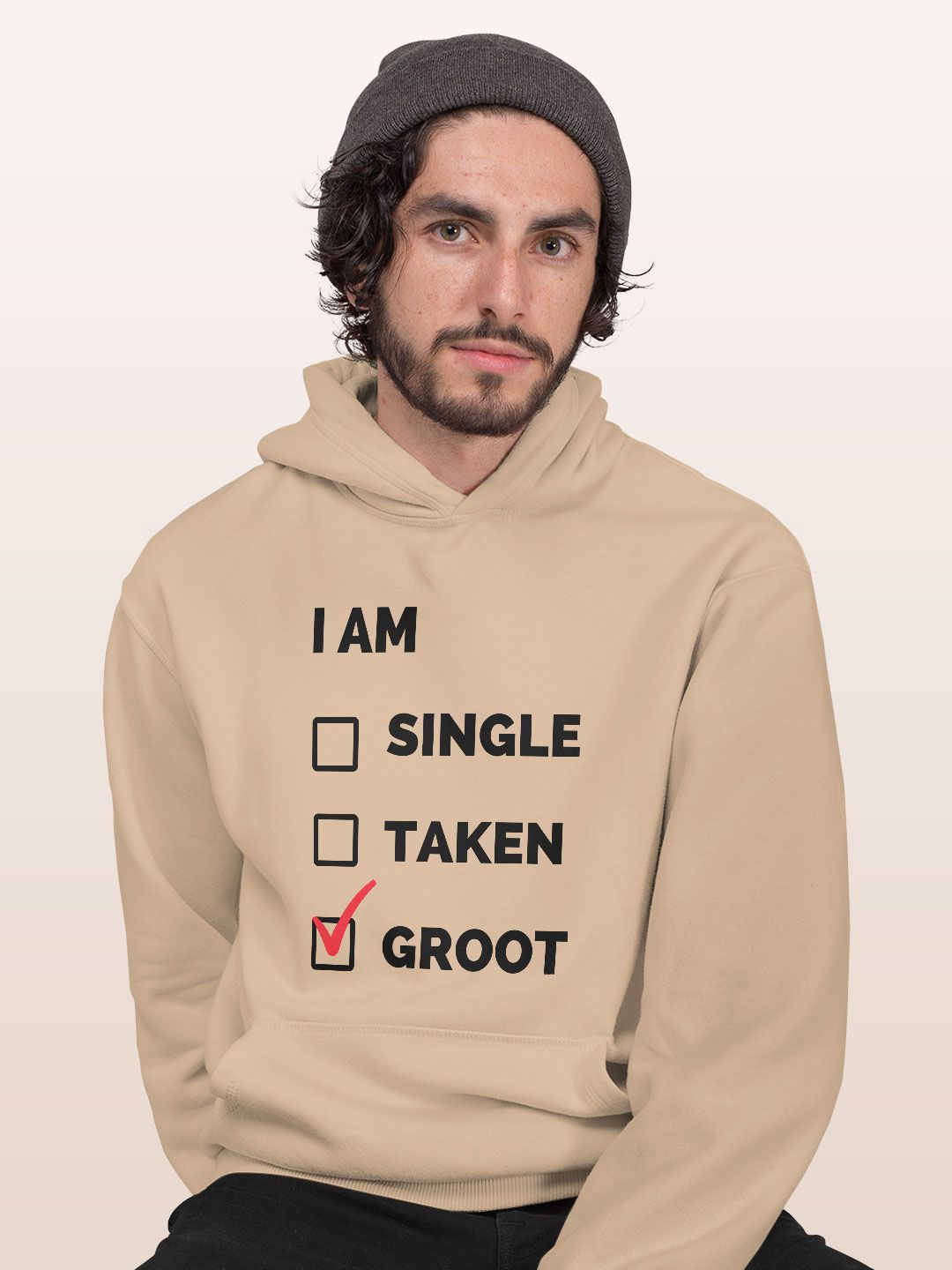 

macmerise Men Printed Hooded Sweatshirt, Beige