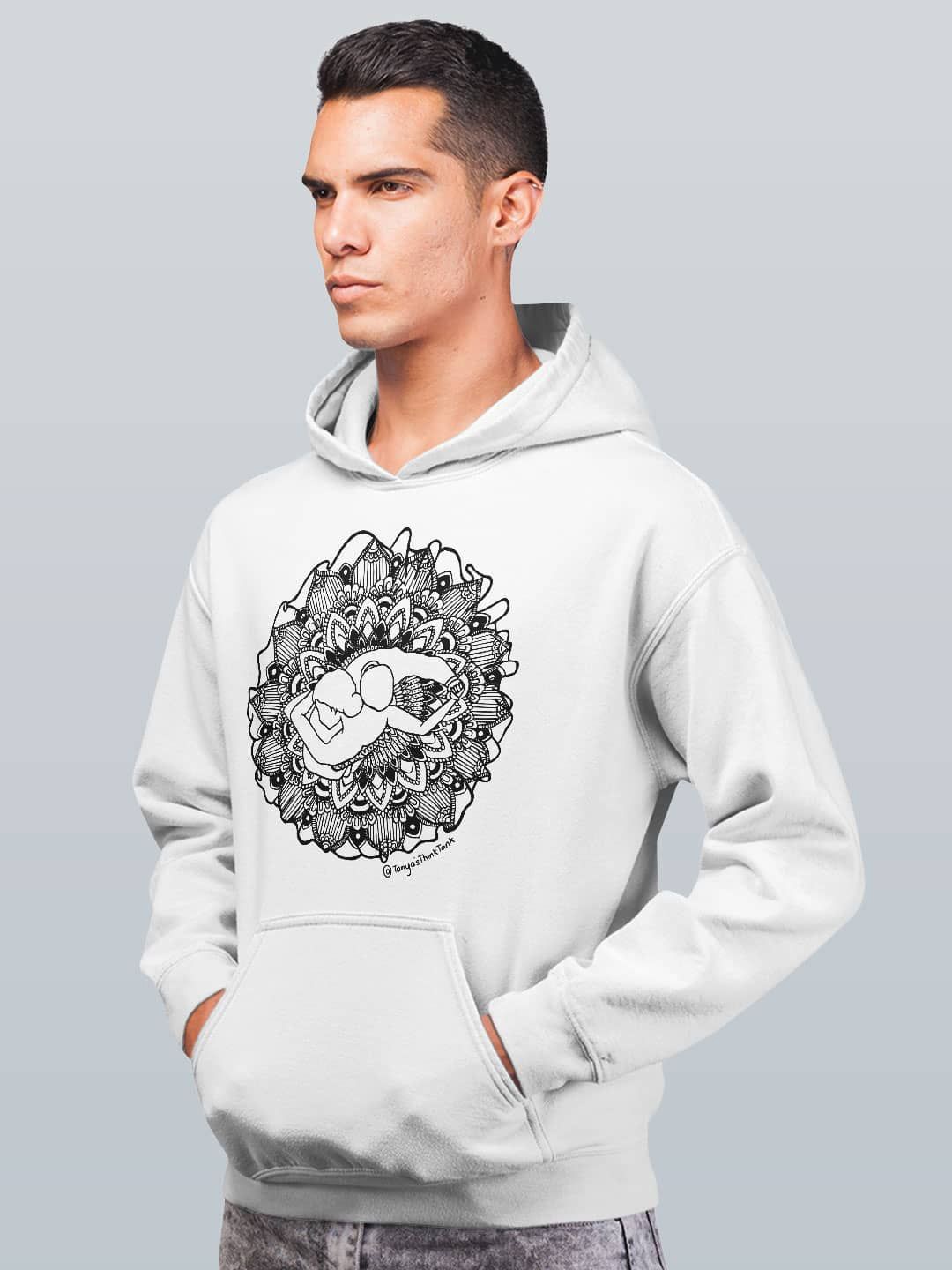 

macmerise Men Printed Hooded Sweatshirt, White