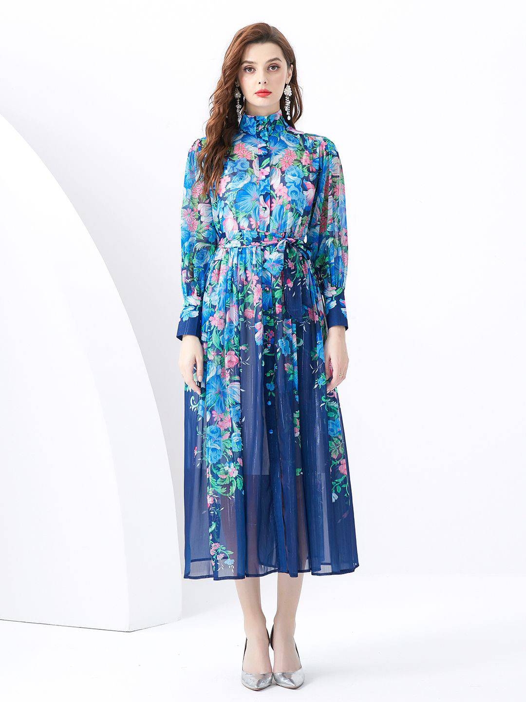 

JC Collection Floral Printed Fit & Flare Midi Dress, Blue