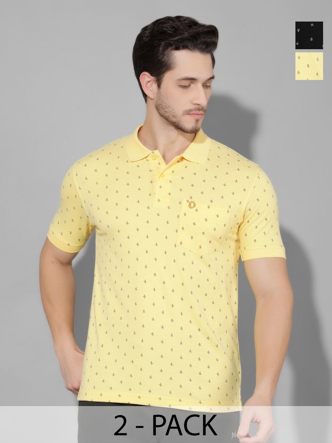 

Dollar Men 2 Printed Polo Collar Pockets T-shirt, Multi