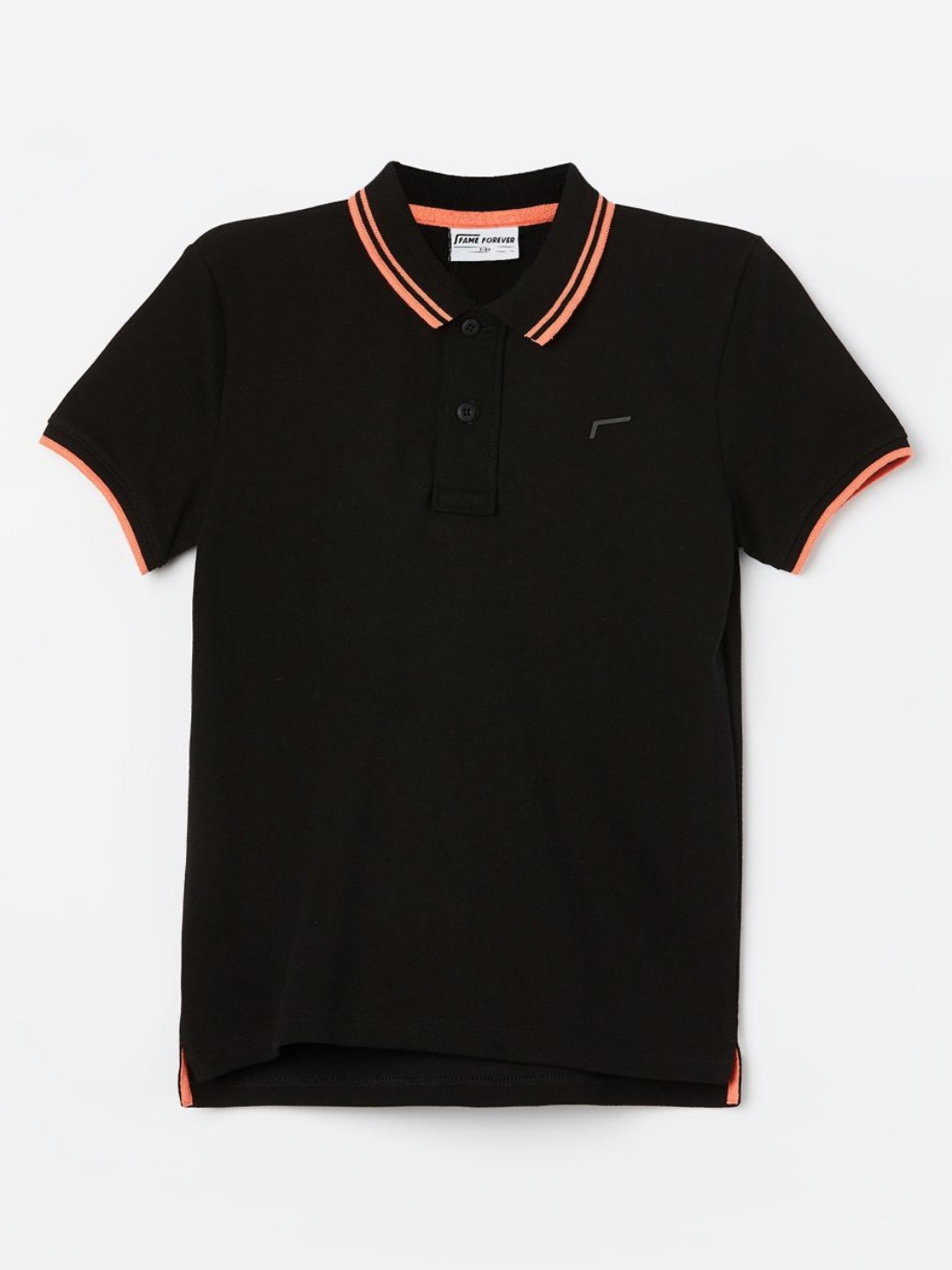 

Fame Forever by Lifestyle Boys Solid Polo Collar Cotton T-shirt, Black