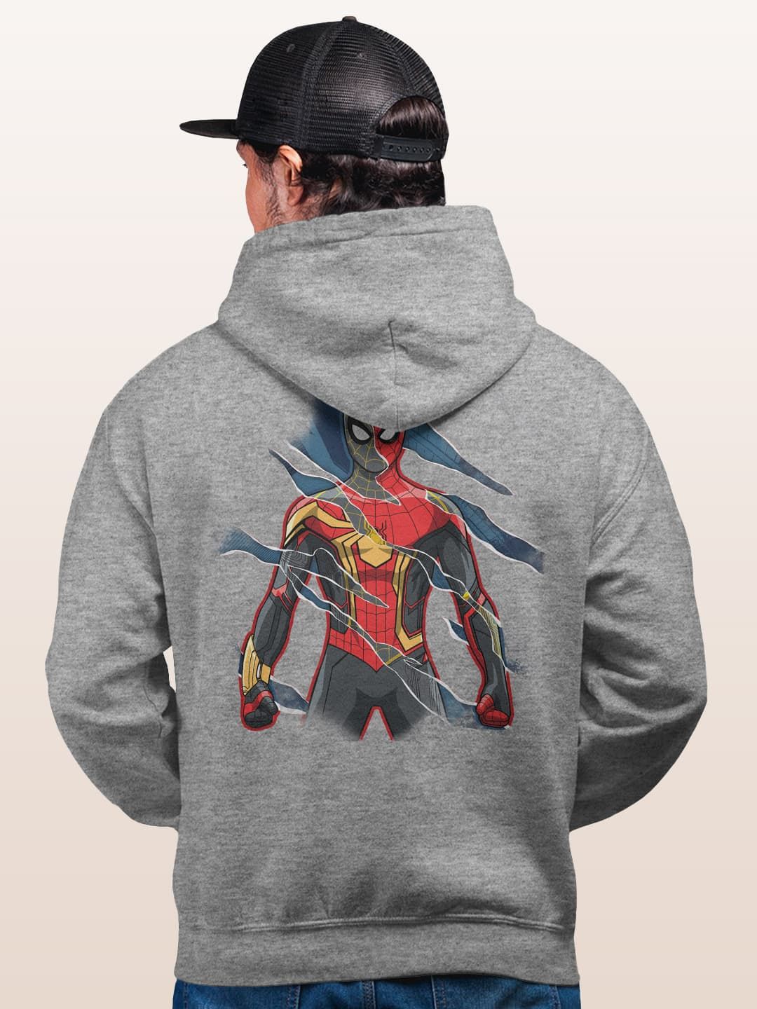 

macmerise Men Printed Hooded Sweatshirt, Grey
