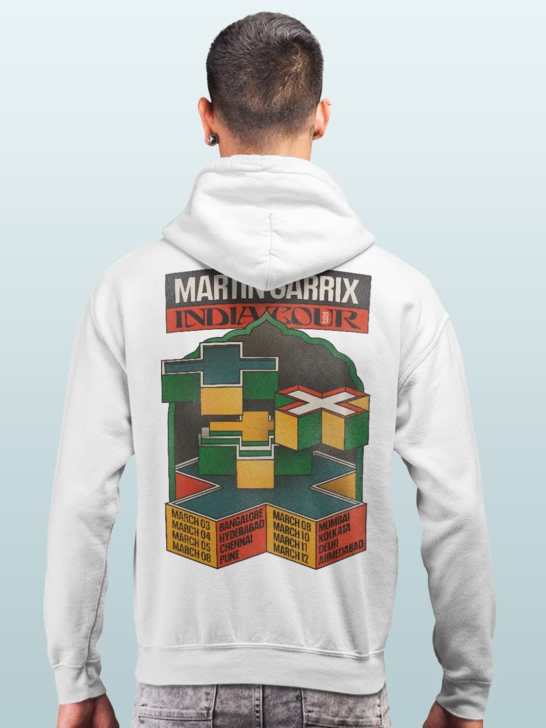 

macmerise Men Printed Hooded Sweatshirt, White