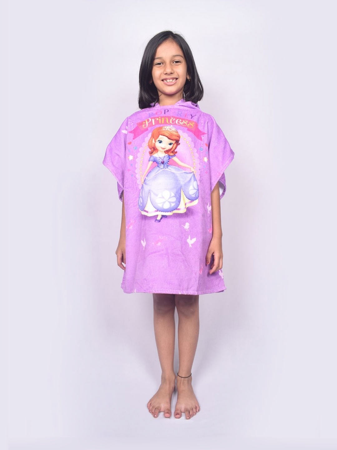 

SPACES Girls Purple & Blue Disney Sofia Printed Pure Cotton 380 GSM Hooded Bath Robe