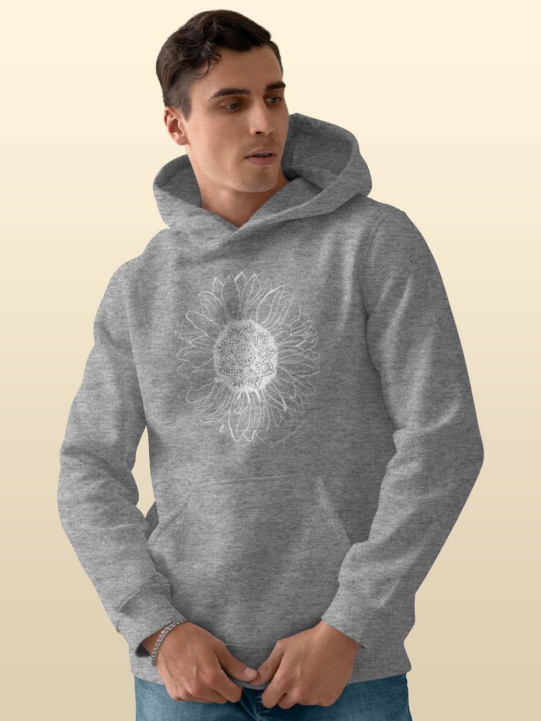 

macmerise Men Printed Hooded Sweatshirt, Grey