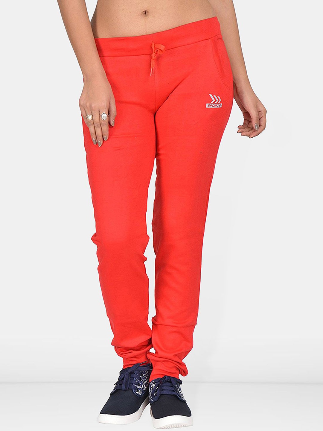 

Be You Women Regular Fit Mid Rise Cotton Joggers, Red