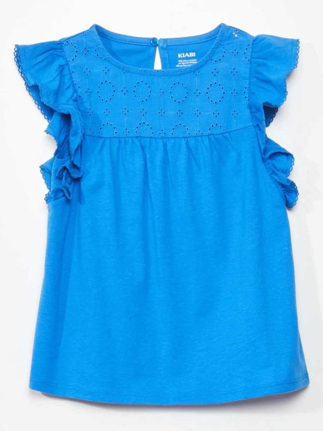 

KIABI Girls Self Design Round Neck Pure Cotton T-shirt, Blue