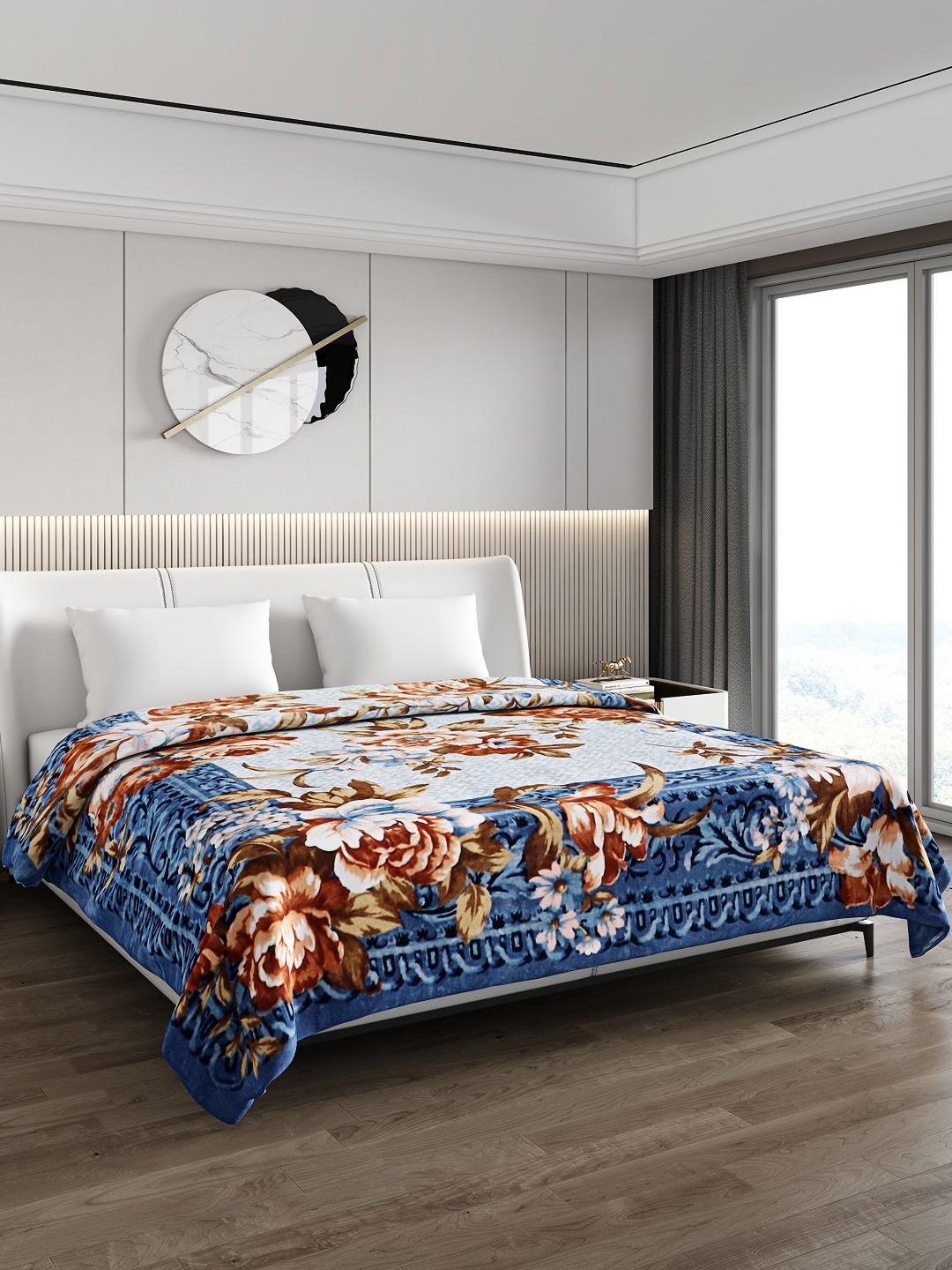 

Monte Carlo Blue & White Floral GSM 1000 Heavy Winter Double Bed Blanket