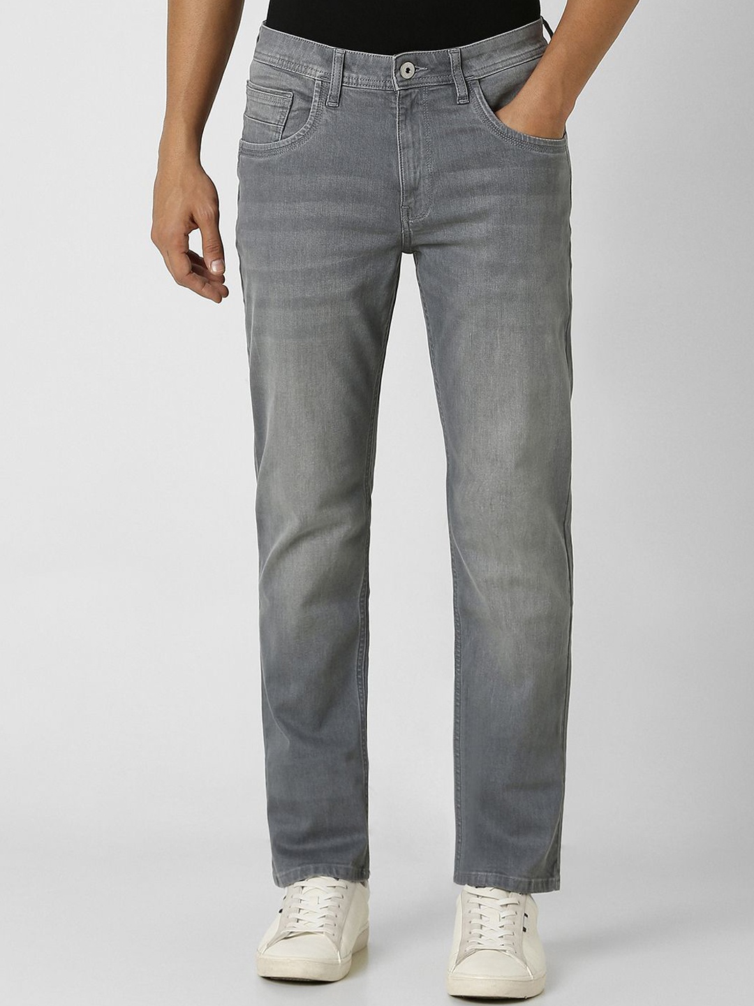 

VAN HEUSEN DENIM LABS MenMid-Rise Regular Fit Heavy Fade Jeans, Grey