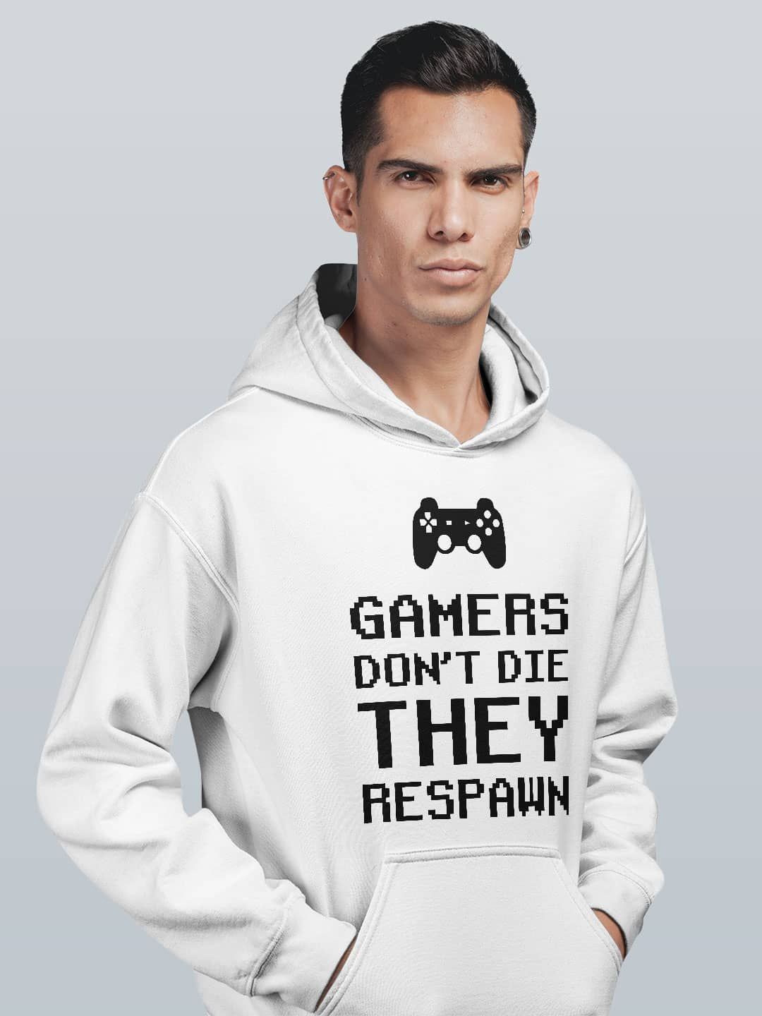 

macmerise Men Printed Hooded Sweatshirt, White