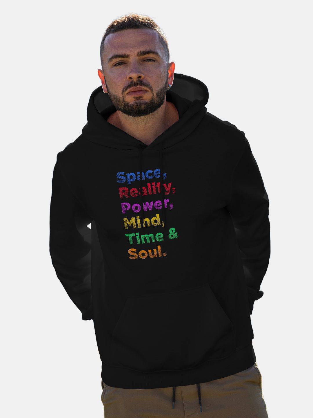 

macmerise Men Printed Hooded Sweatshirt, Black