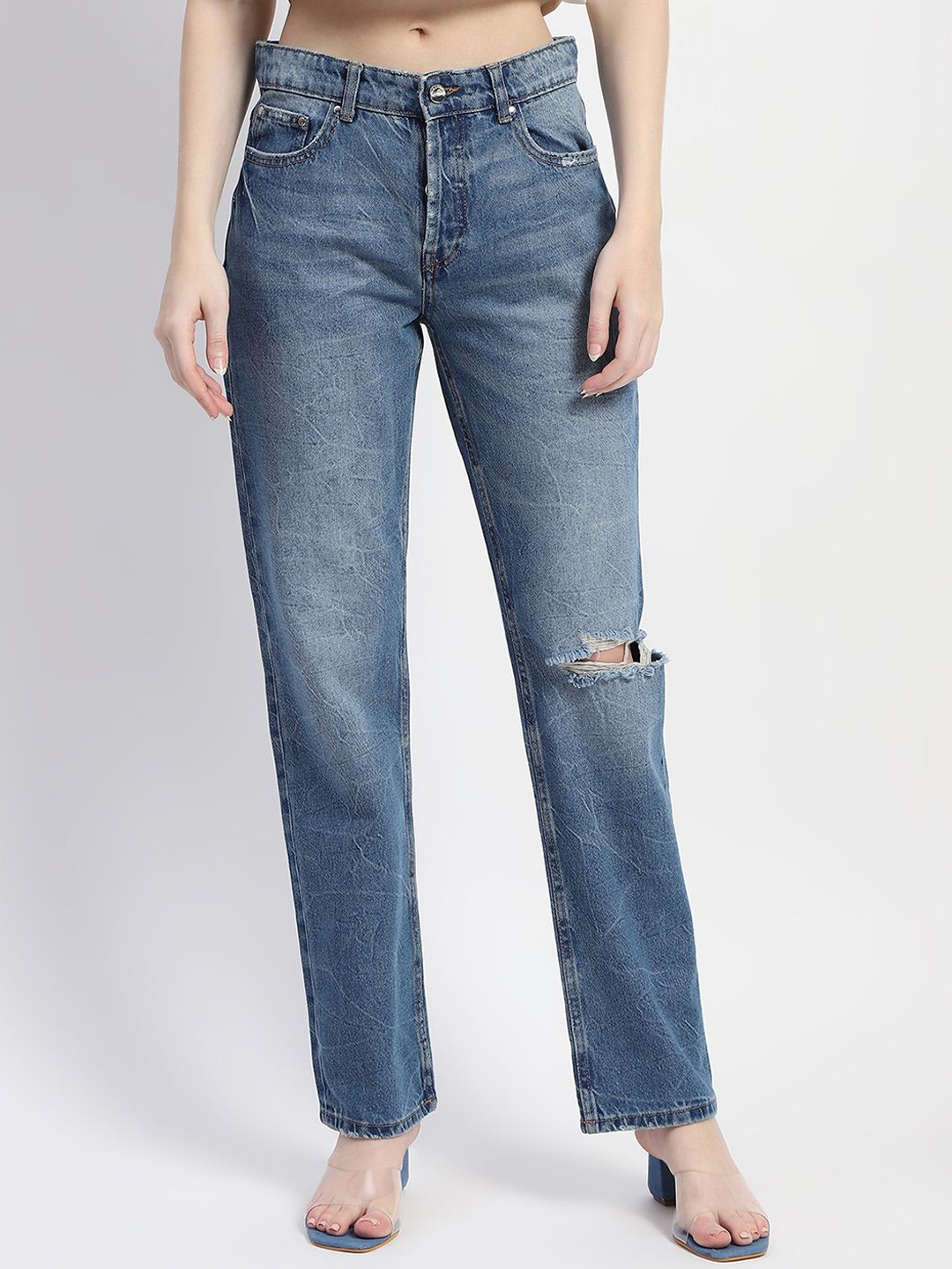 

Madame Women Slash Knee Heavy Fade Jeans, Blue