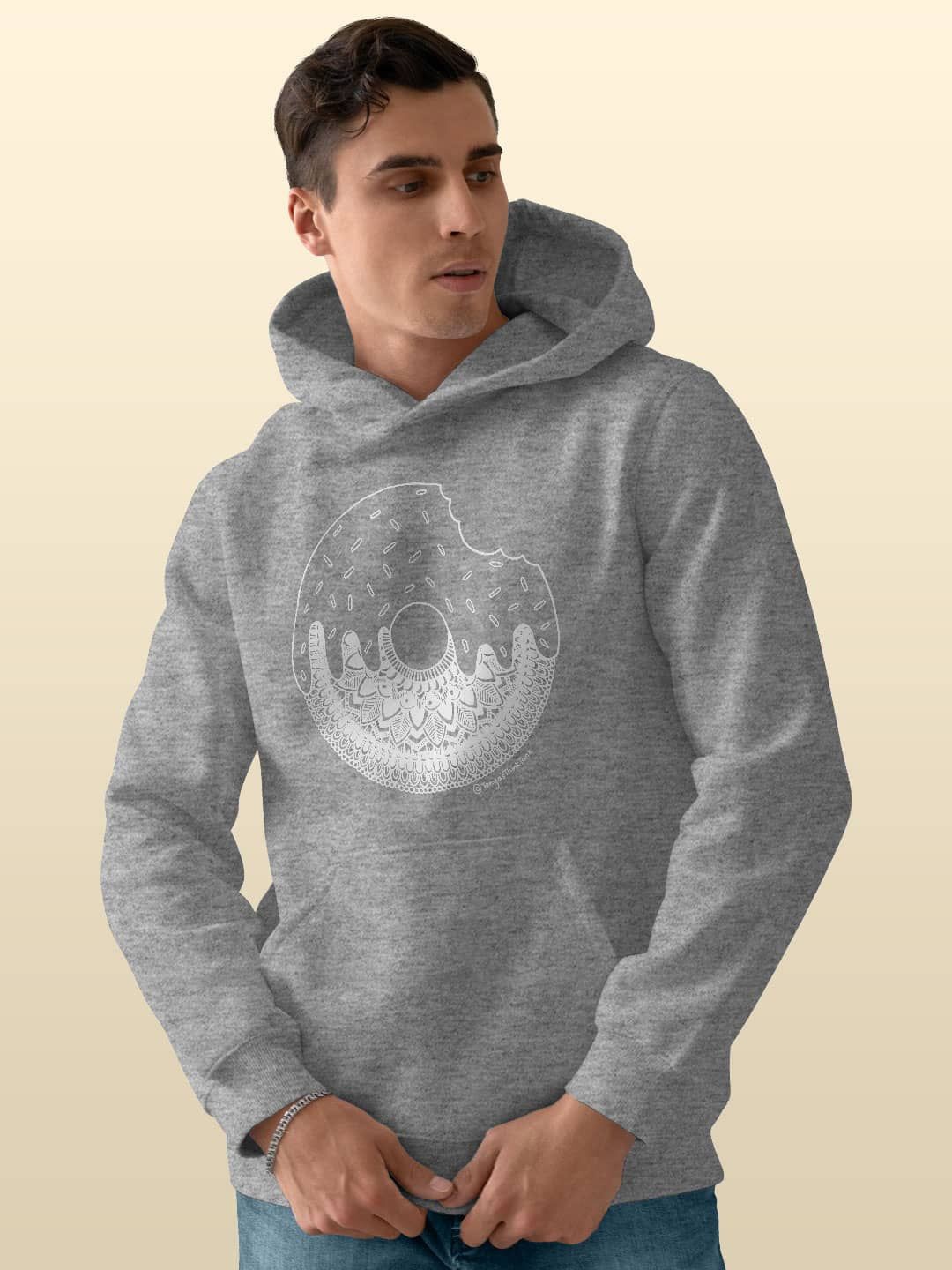 

macmerise Men Printed Hooded Sweatshirt, Grey