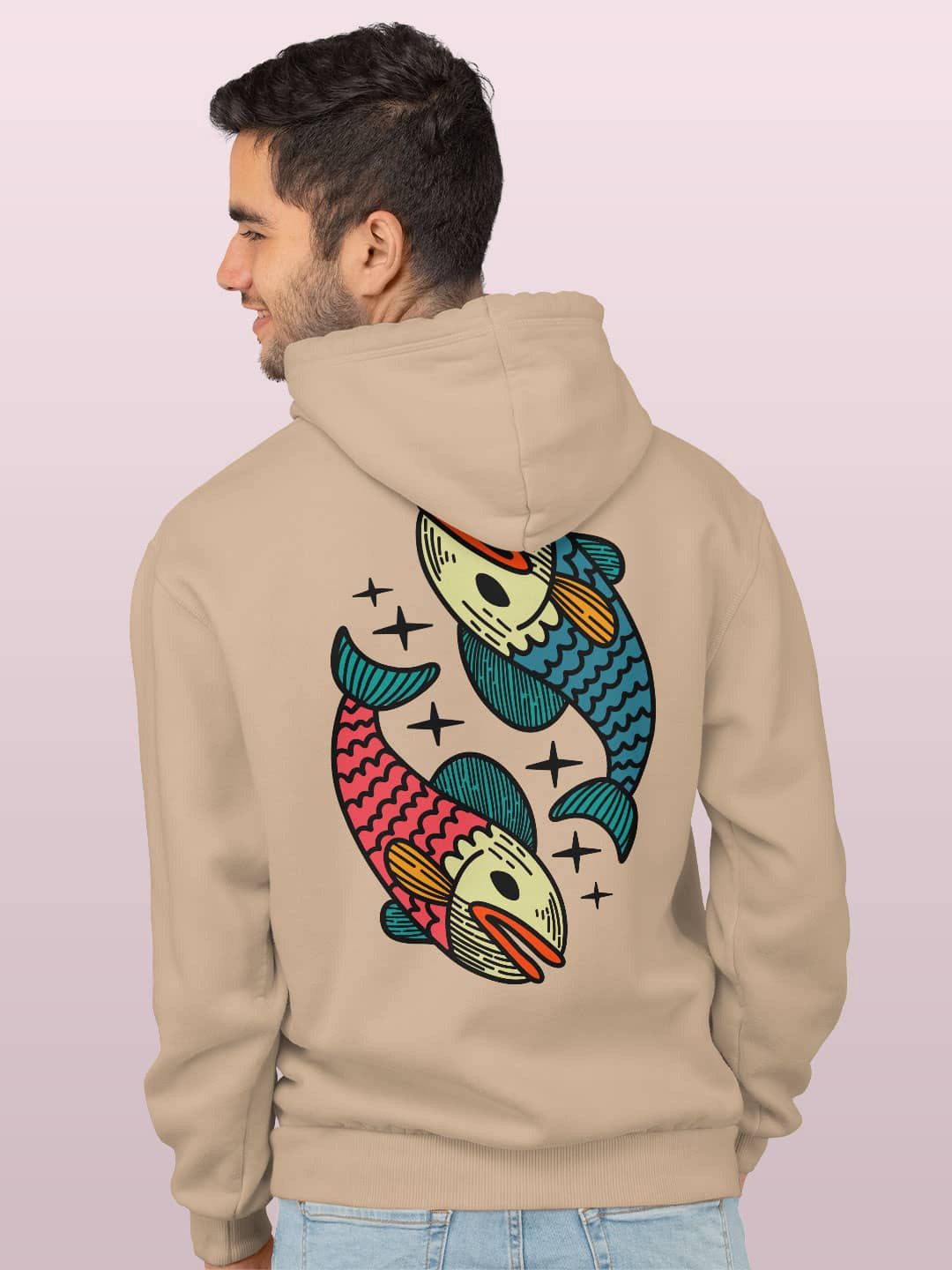 

macmerise Men Printed Hooded Sweatshirt, Beige