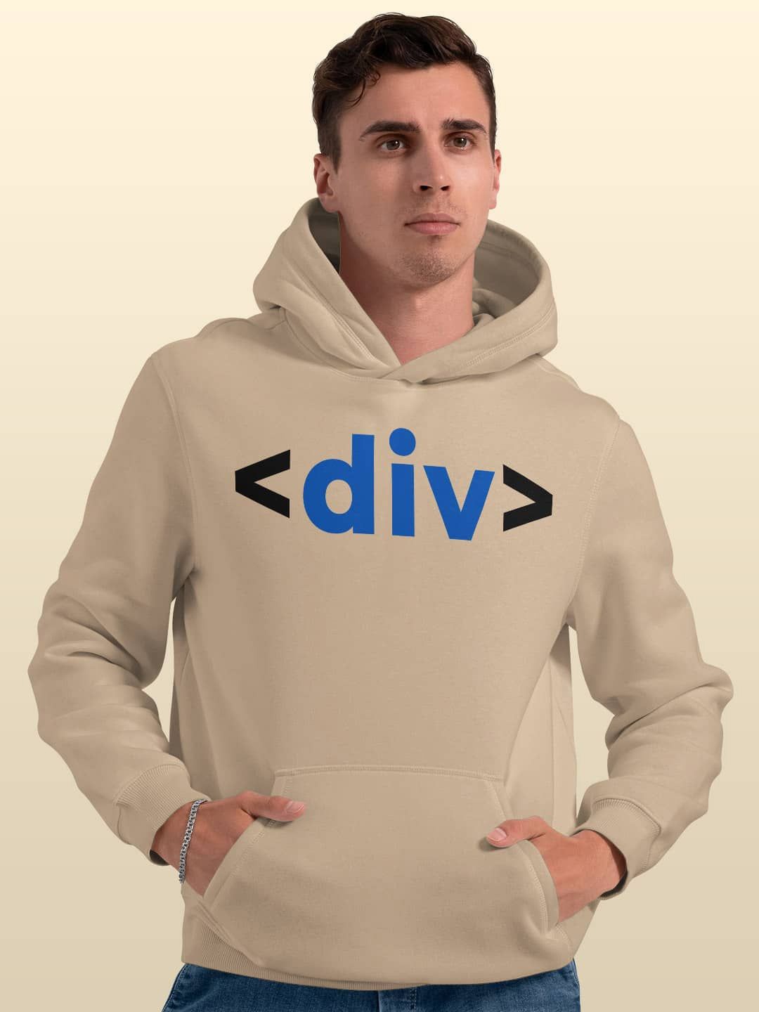 

macmerise Men Printed Hooded Sweatshirt, Beige