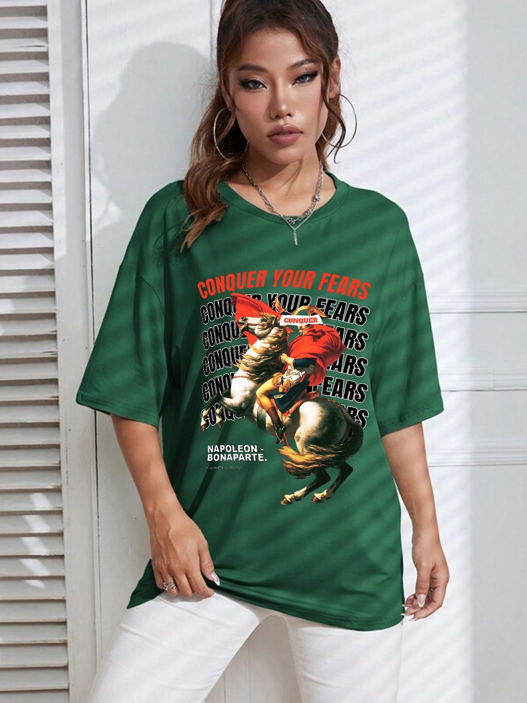 

TABADTOD Women Graphic Printed Oversized T-shirt, Green