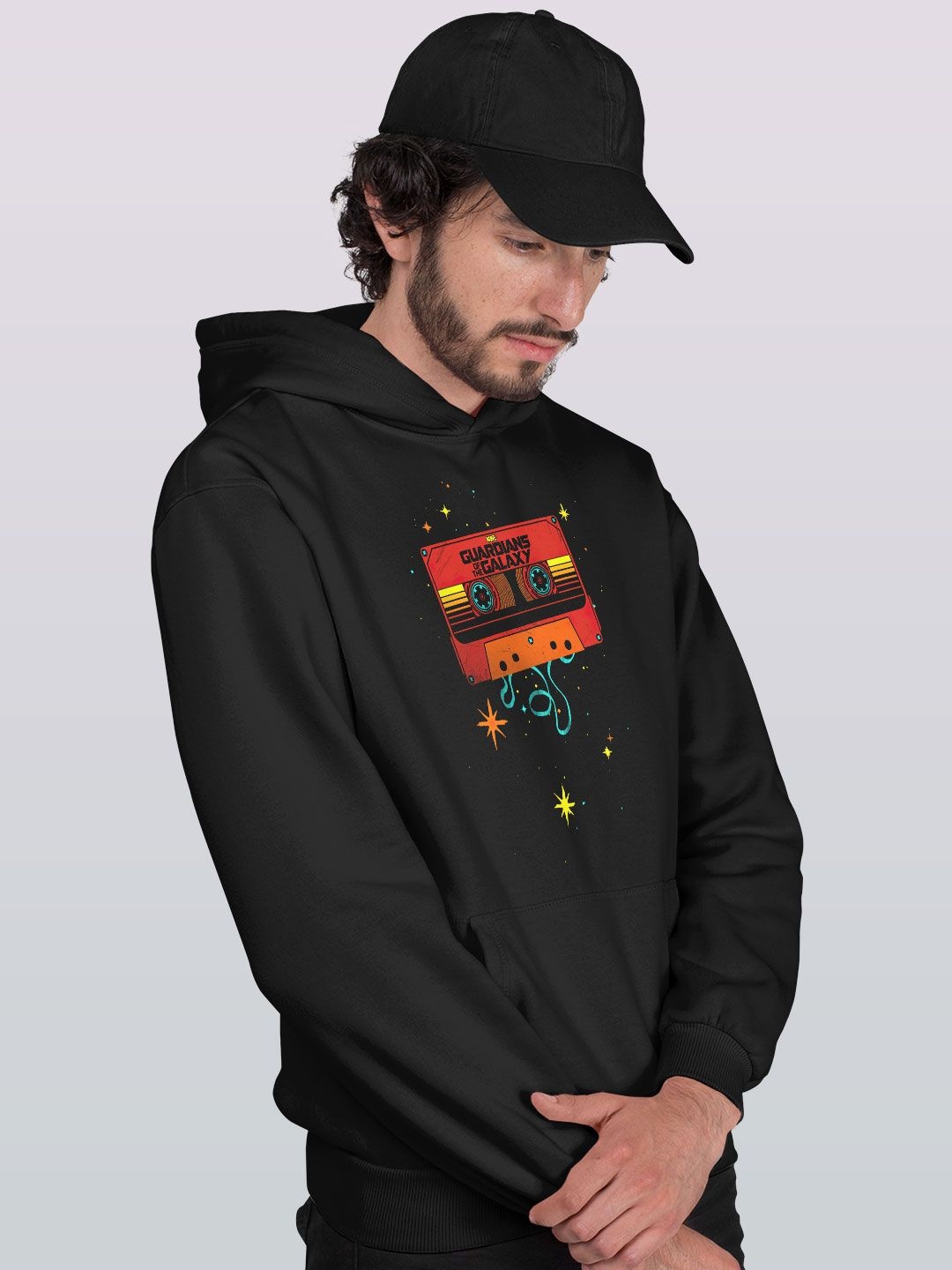 

macmerise Men Printed Hooded Sweatshirt, Black