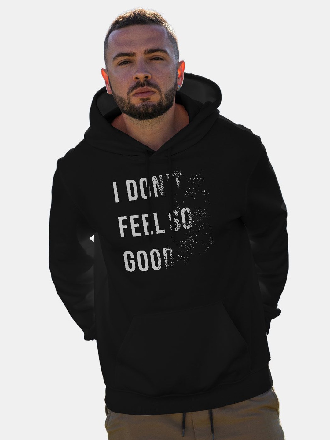 

macmerise Men Printed Hooded Sweatshirt, Black