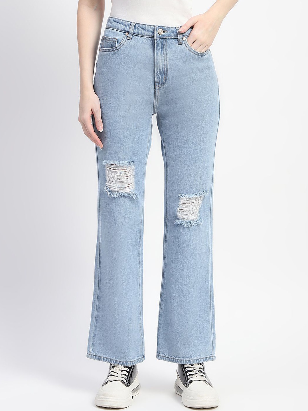 

Madame Women Highly Distressed Jeans, Blue