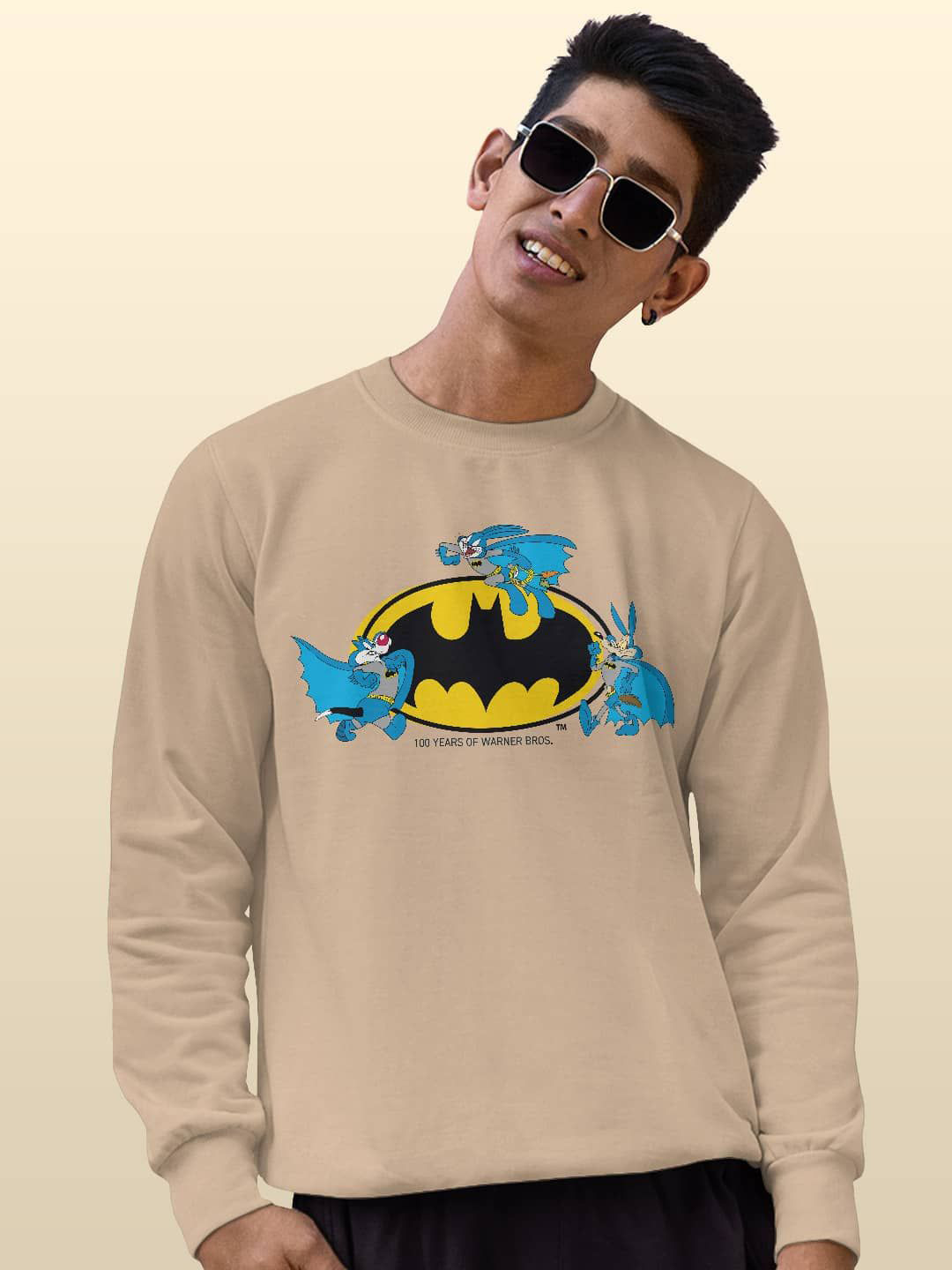 

macmerise Men Printed Sweatshirt, Beige