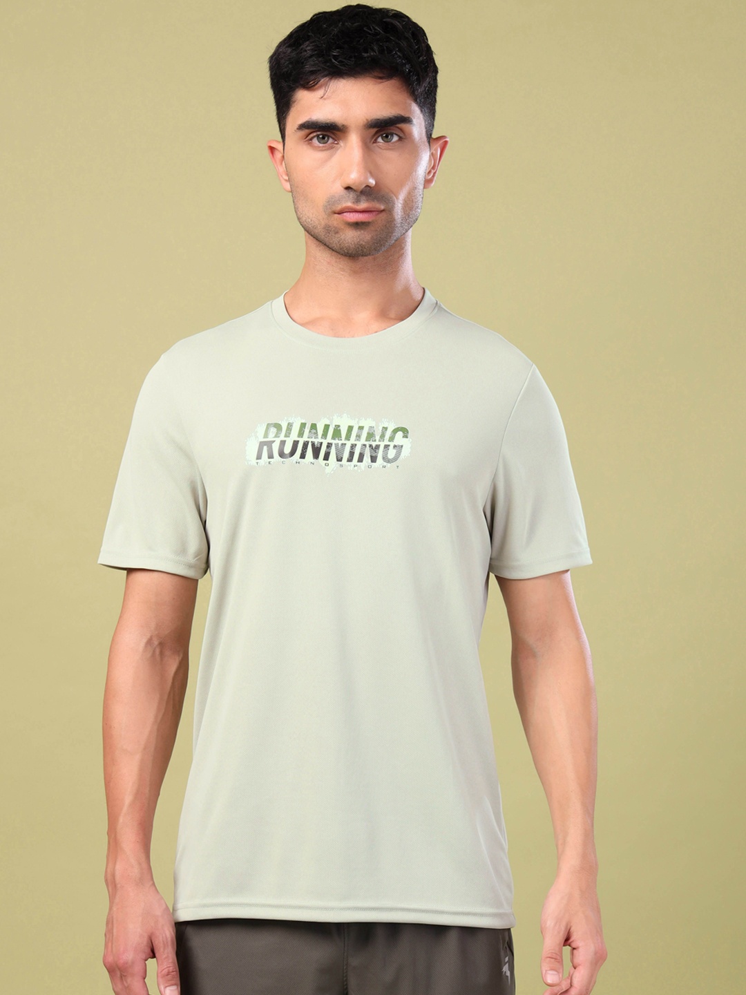 

Technosport Printed Round Neck T-Shirt, Green