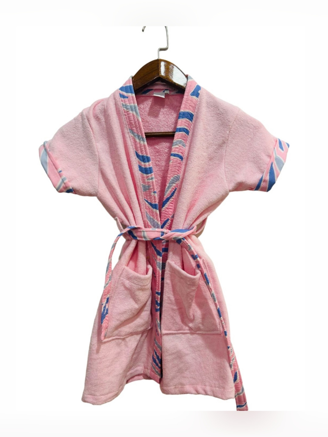 

GAB Pink & Blue Pure Cotton Bath Robe With Belt