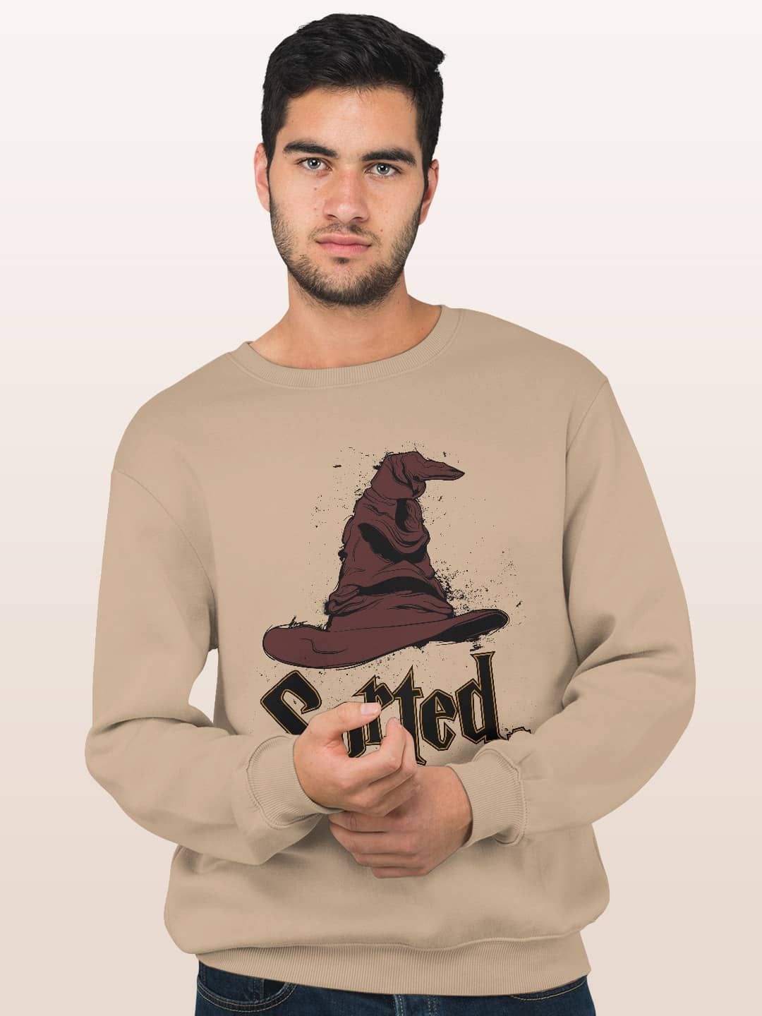 

macmerise Men Printed Sweatshirt, Beige