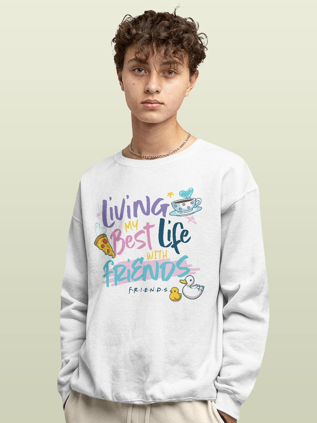 

macmerise Men Printed Sweatshirt, White