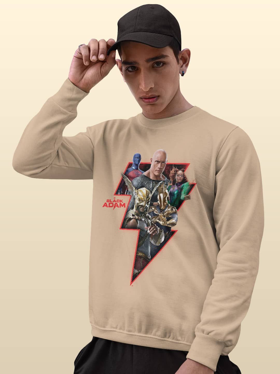 

macmerise Men Embroidered Sweatshirt, Beige