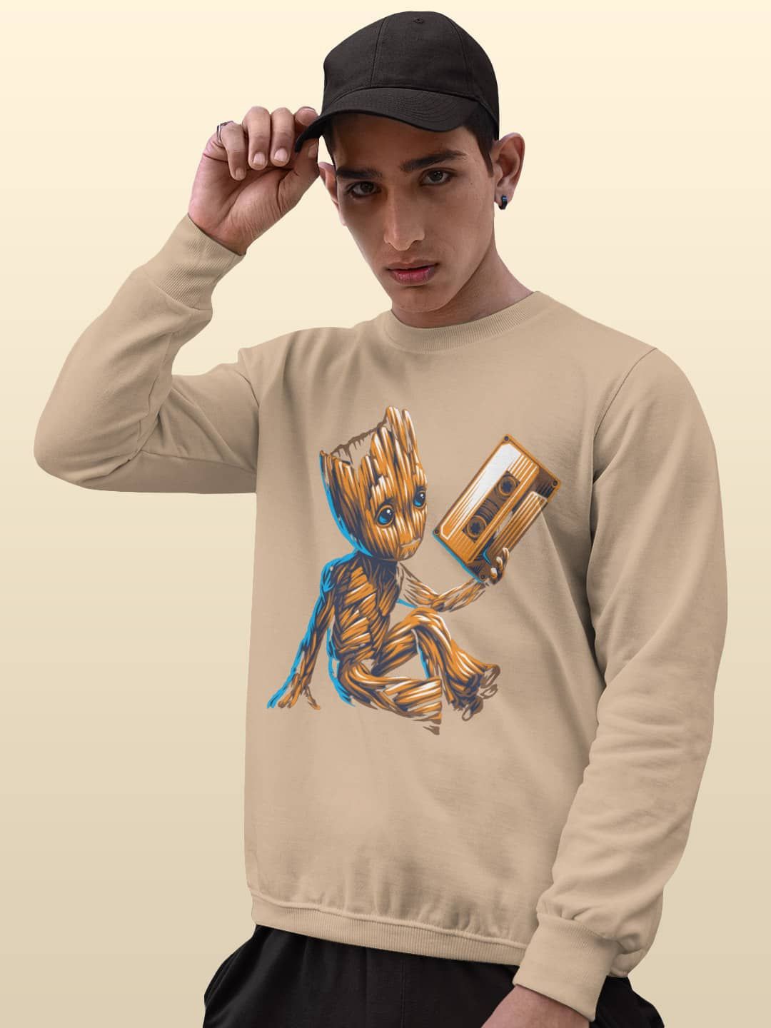 

macmerise Men Printed Sweatshirt, Beige