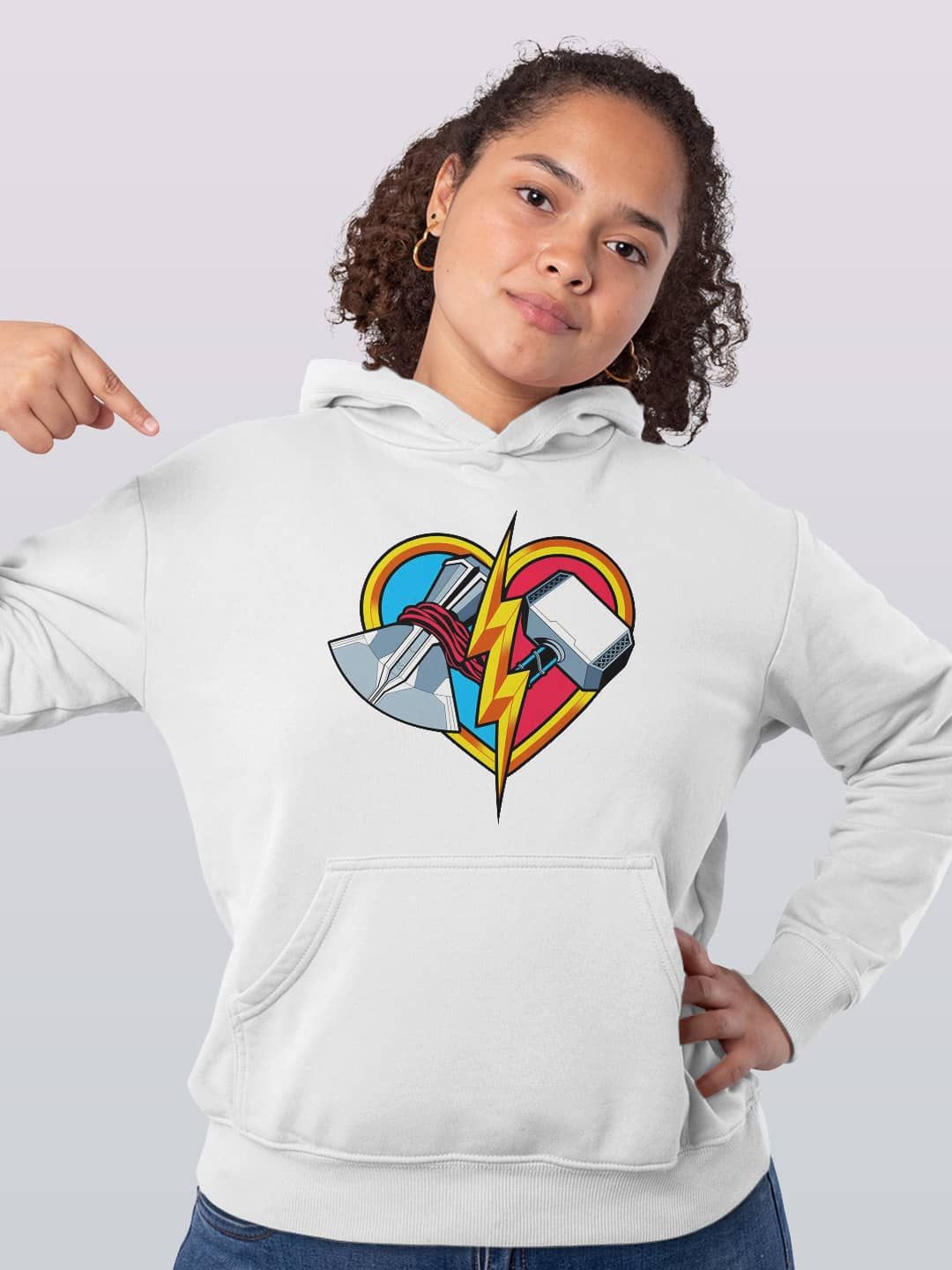 

macmerise Women Printed Hooded Sweatshirt, White