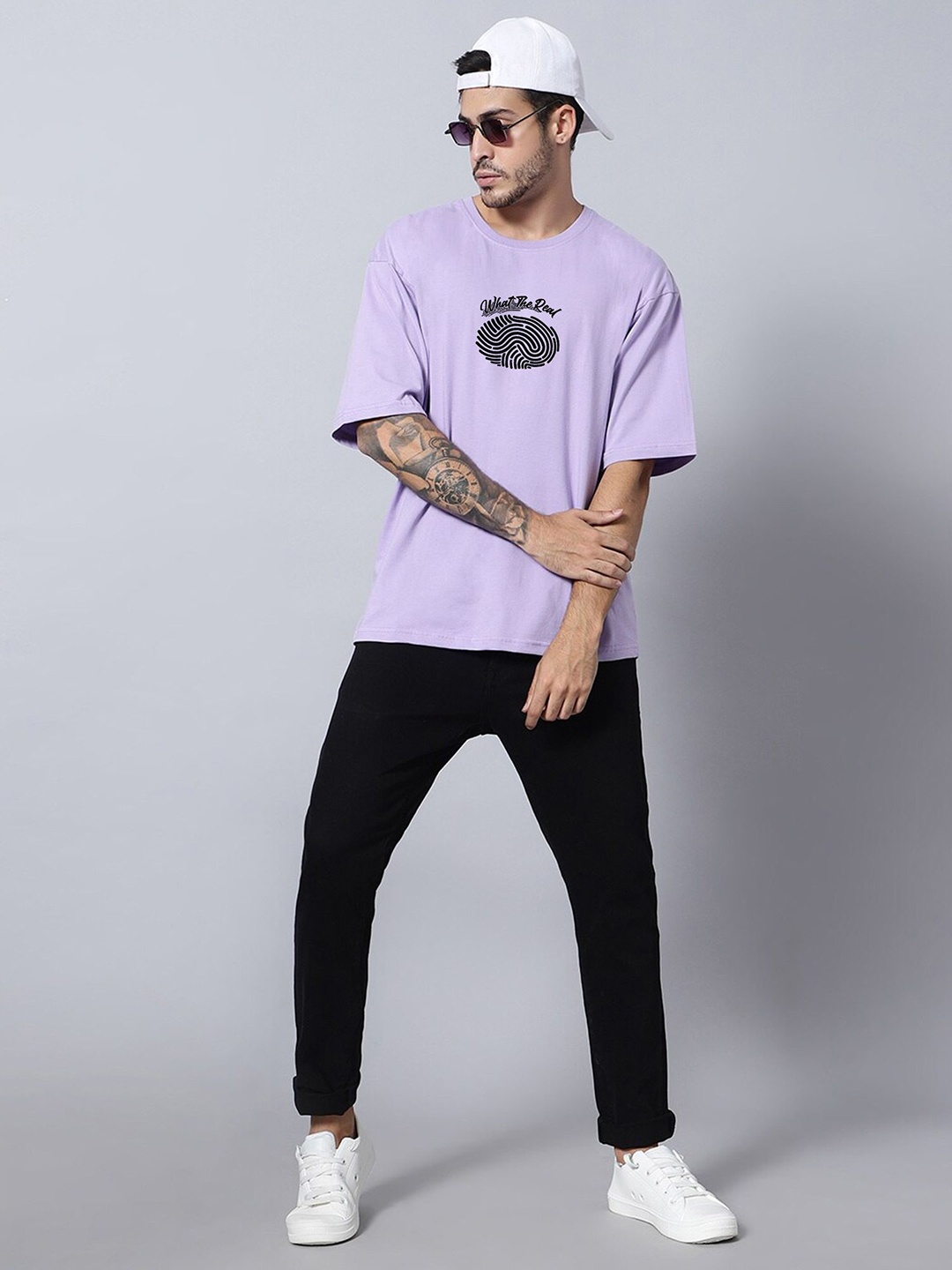 

TABADTOD Men Typography Printed Pockets T-shirt, Lavender