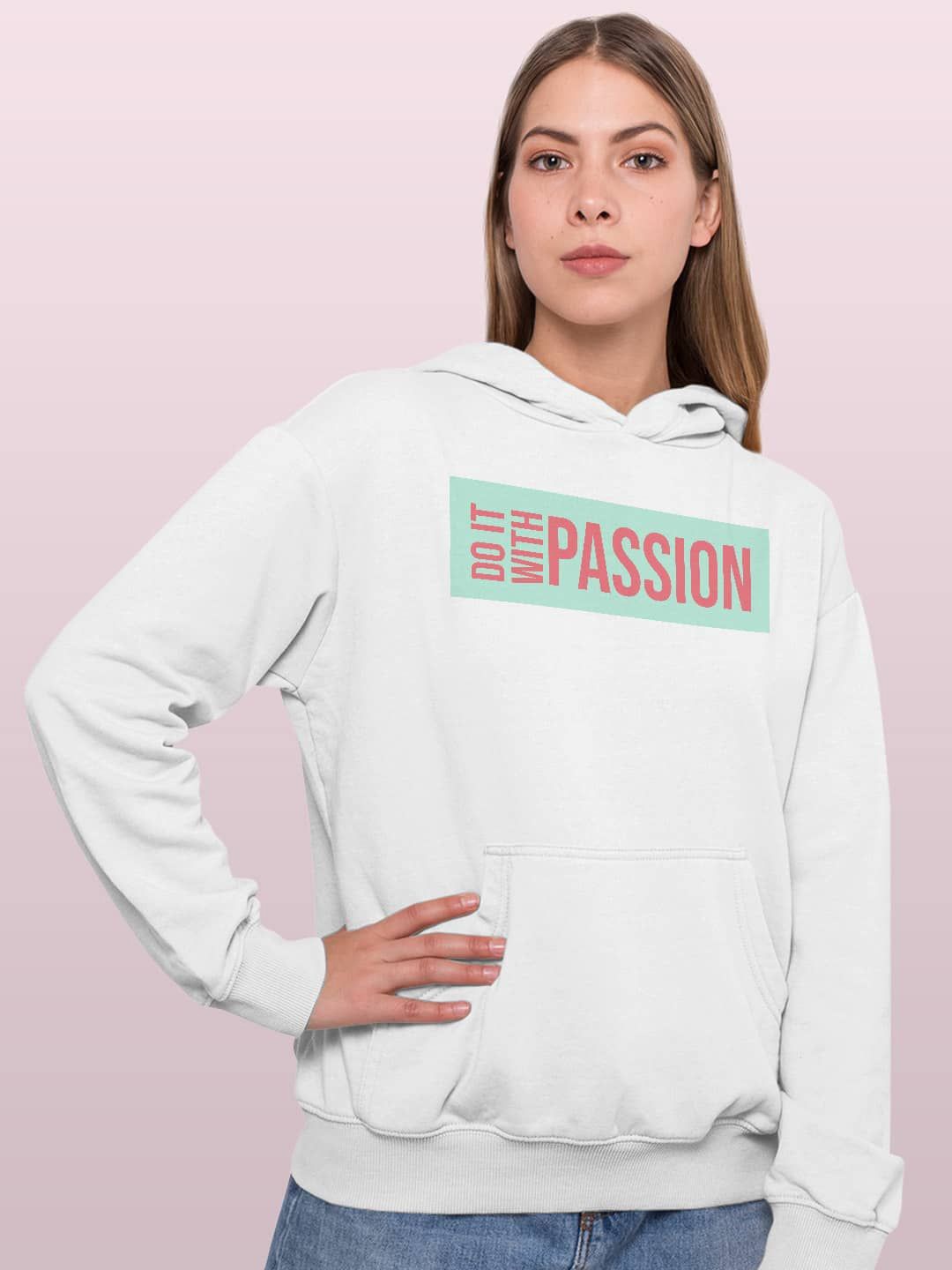 

macmerise Women Printed Hooded Sweatshirt, White