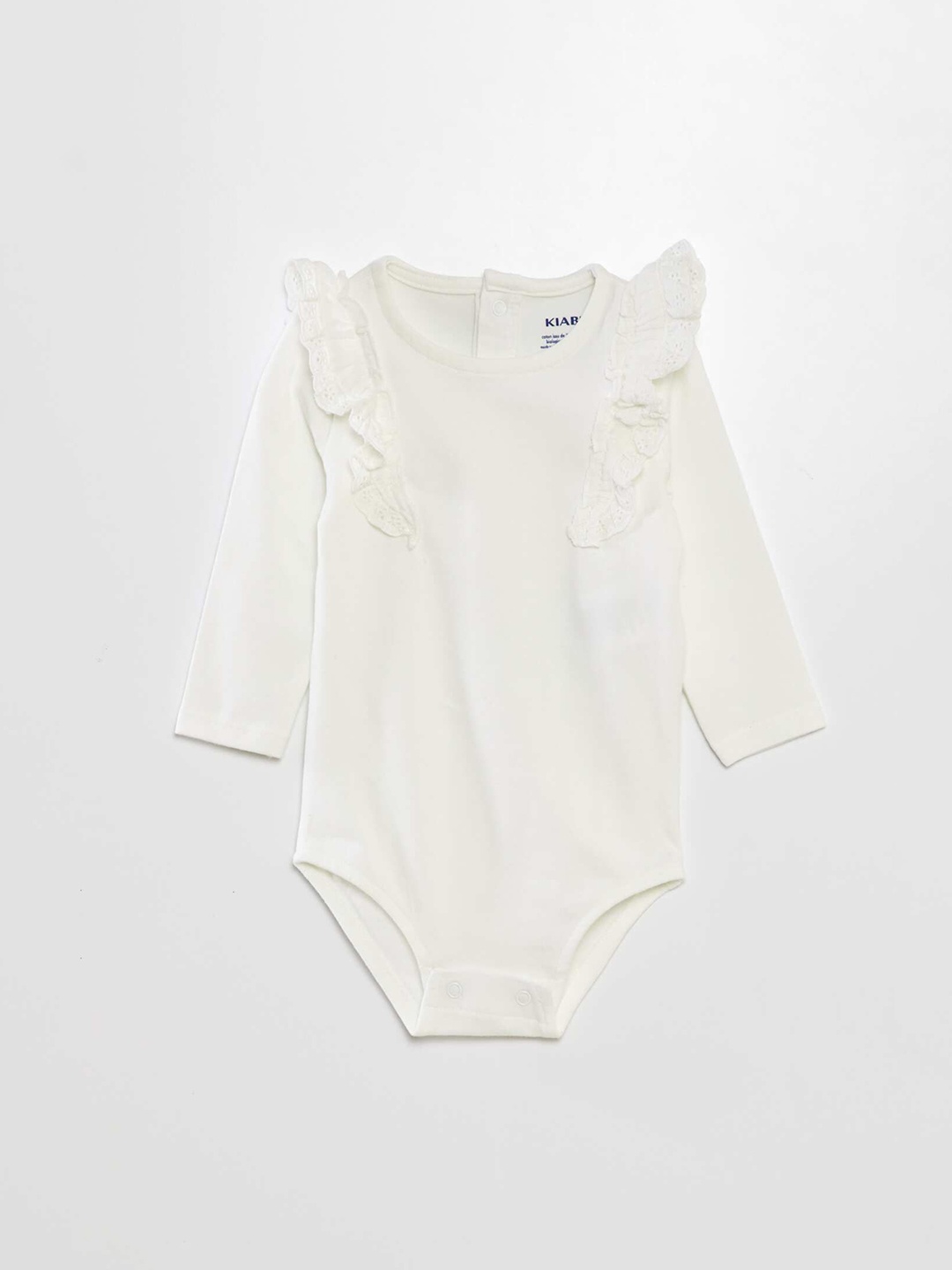 

KIABI Girls Cotton Round Neck Bodysuit, White