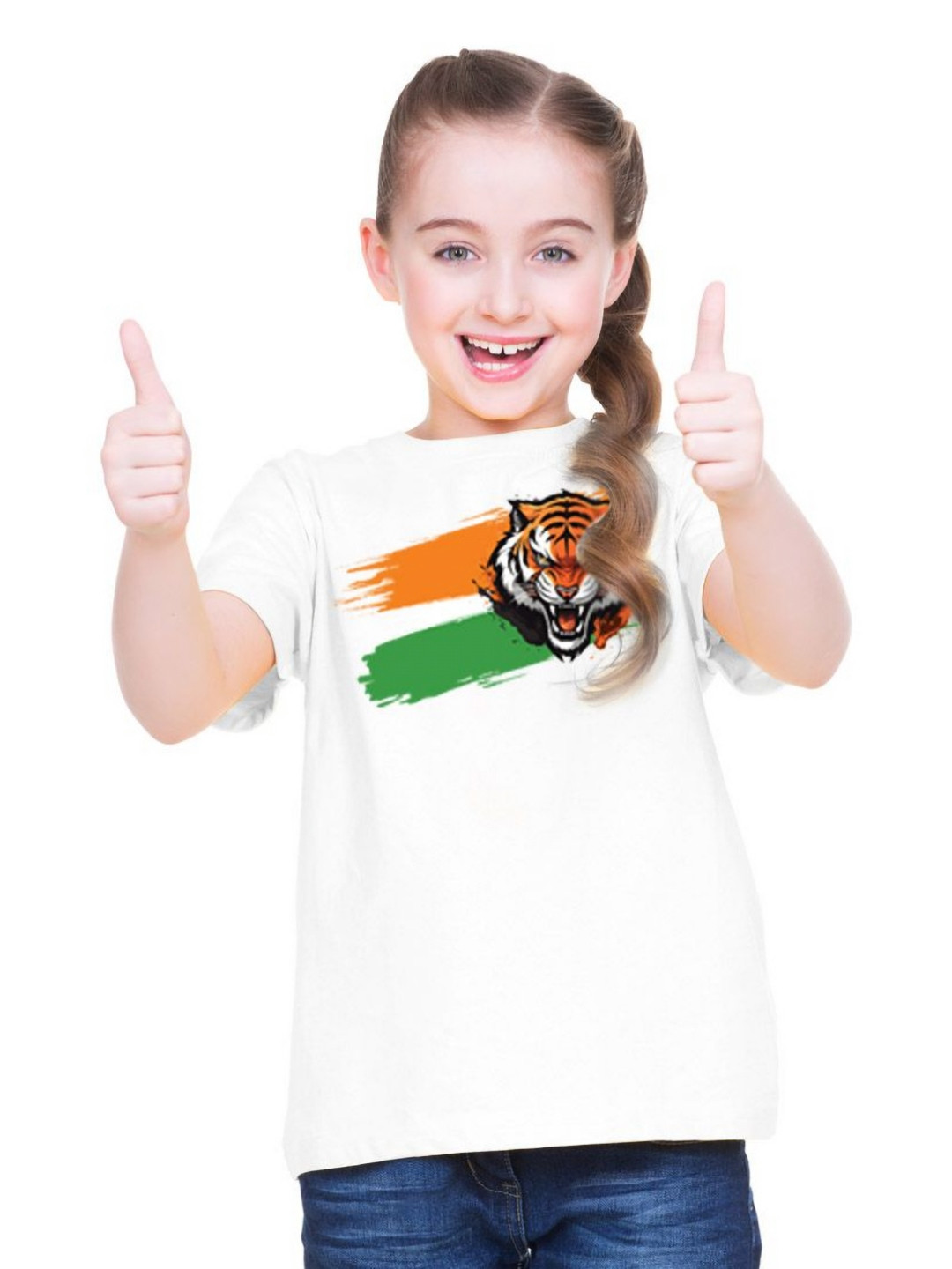 

BRATMA Unisex Kids Printed V-Neck Cotton T-shirt, White