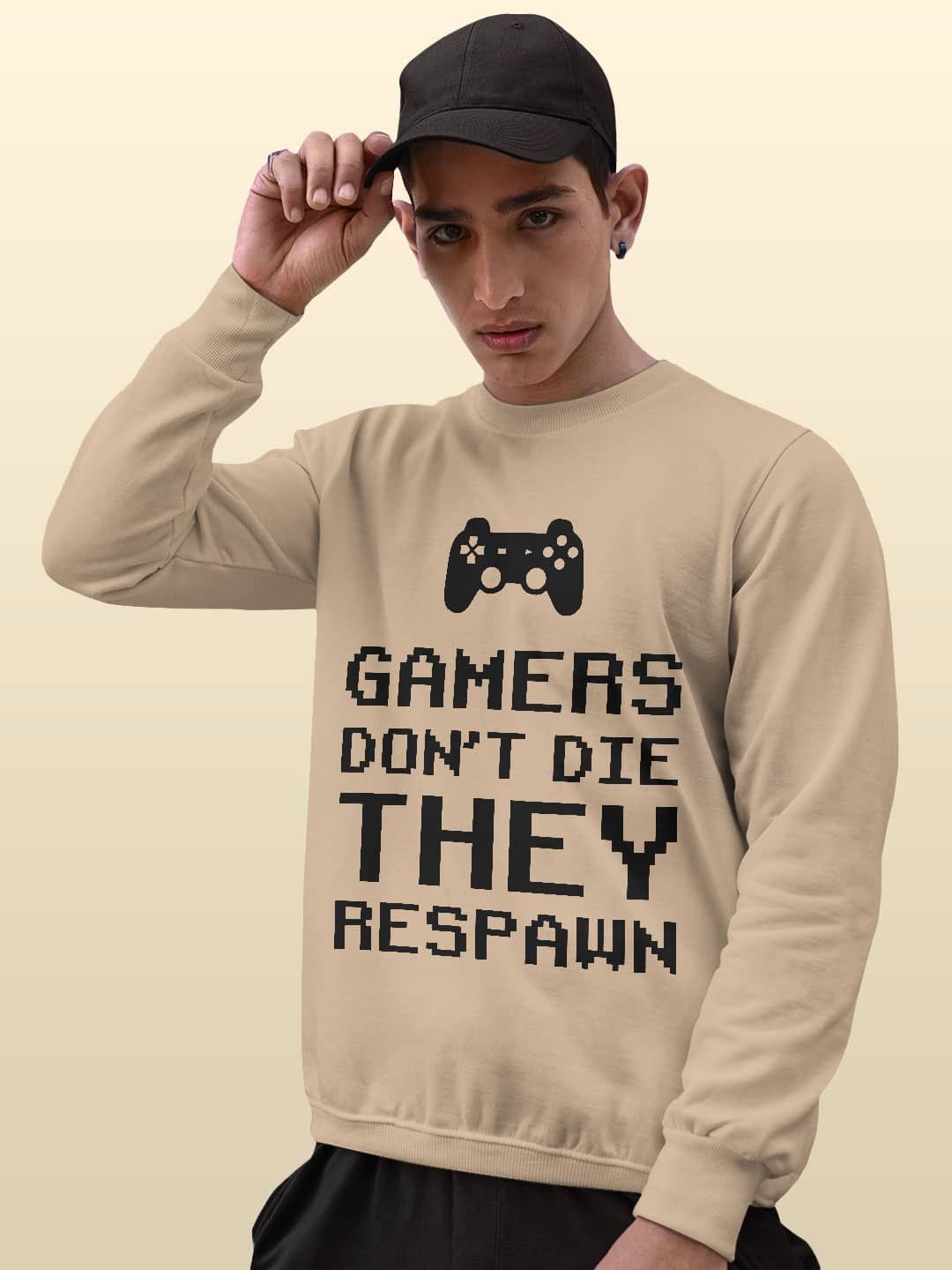 

macmerise Men Printed Sweatshirt, Beige