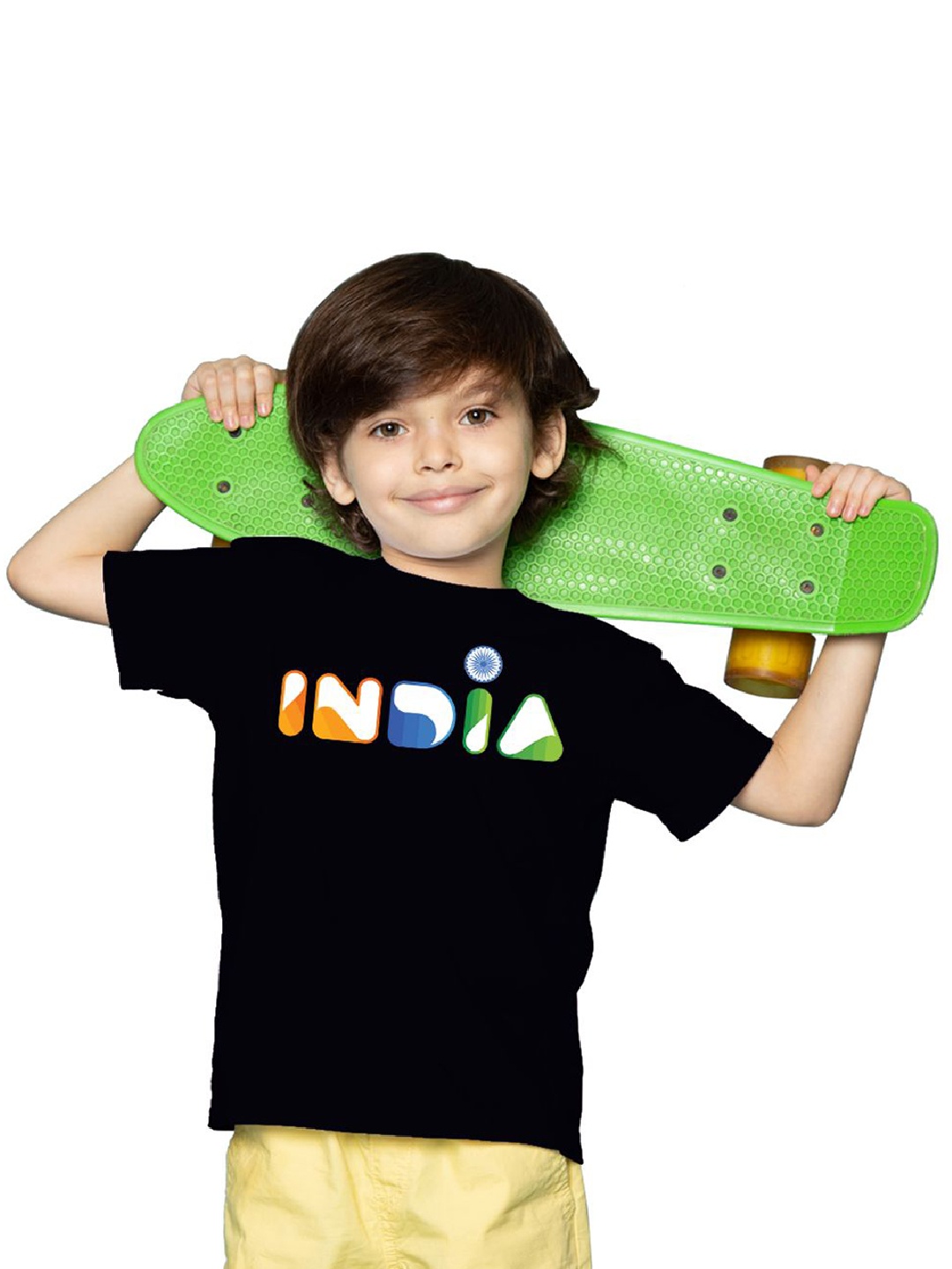 

BRATMA Unisex Kids Printed Round Neck Cotton T-shirt, Black