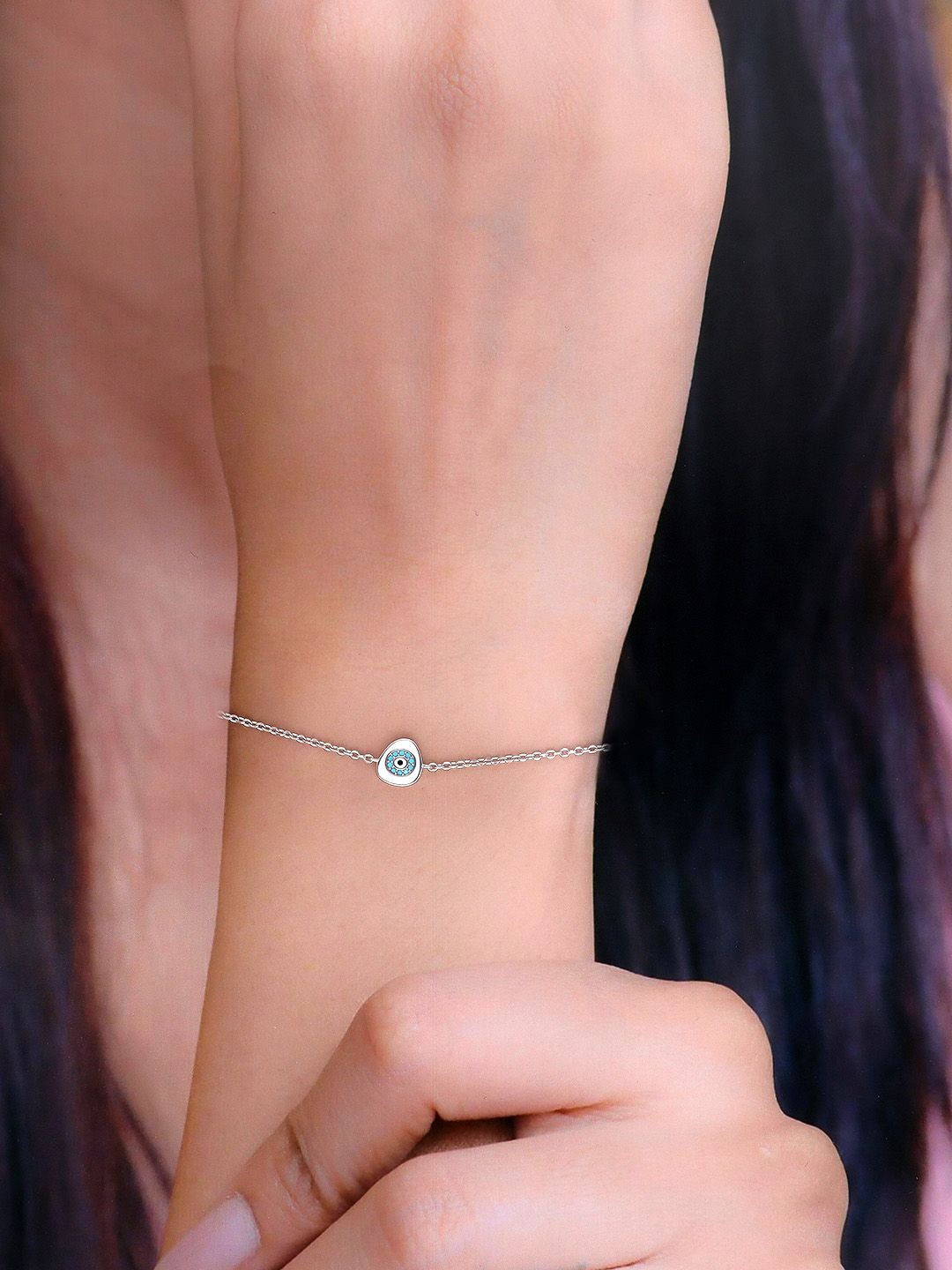 

KAI JEWEL Sterling Silver Rhodium-Plated Cubic Zirconia Link Bracelet