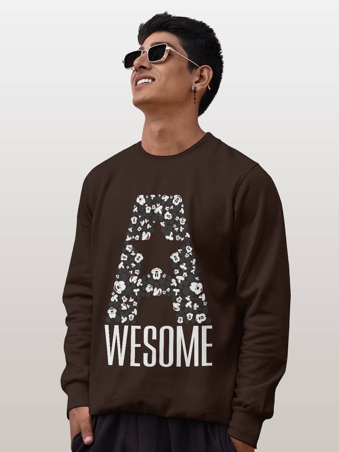 

macmerise Men Printed Sweatshirt, Brown