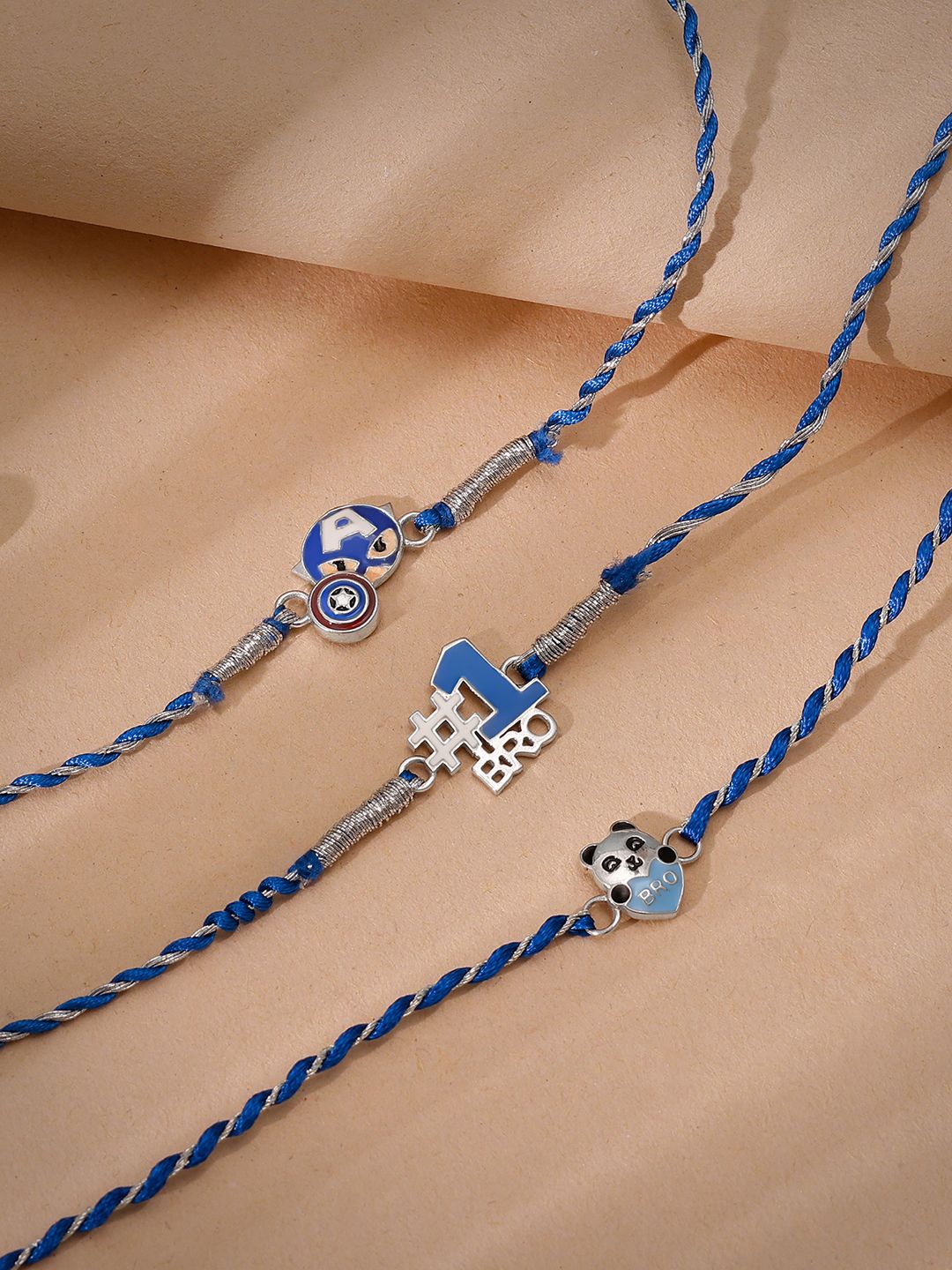 

GIVA 925 Silver Set Of 3 Threaded Rakhi With Roli & Rice