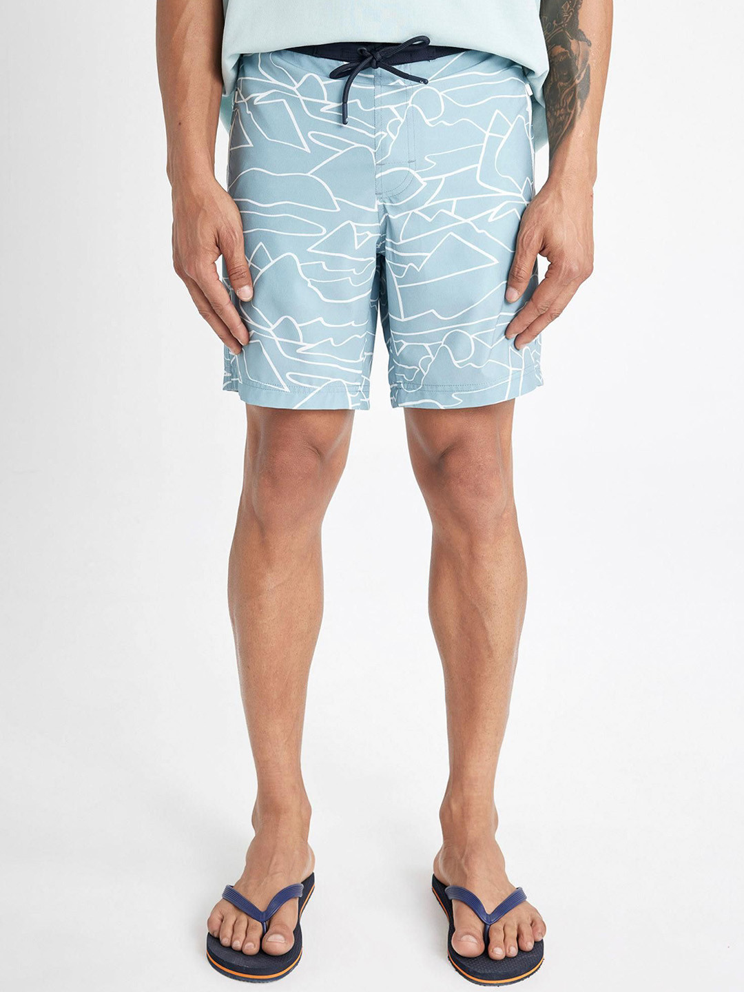 

DeFacto Men Printed Swim Shorts, Blue