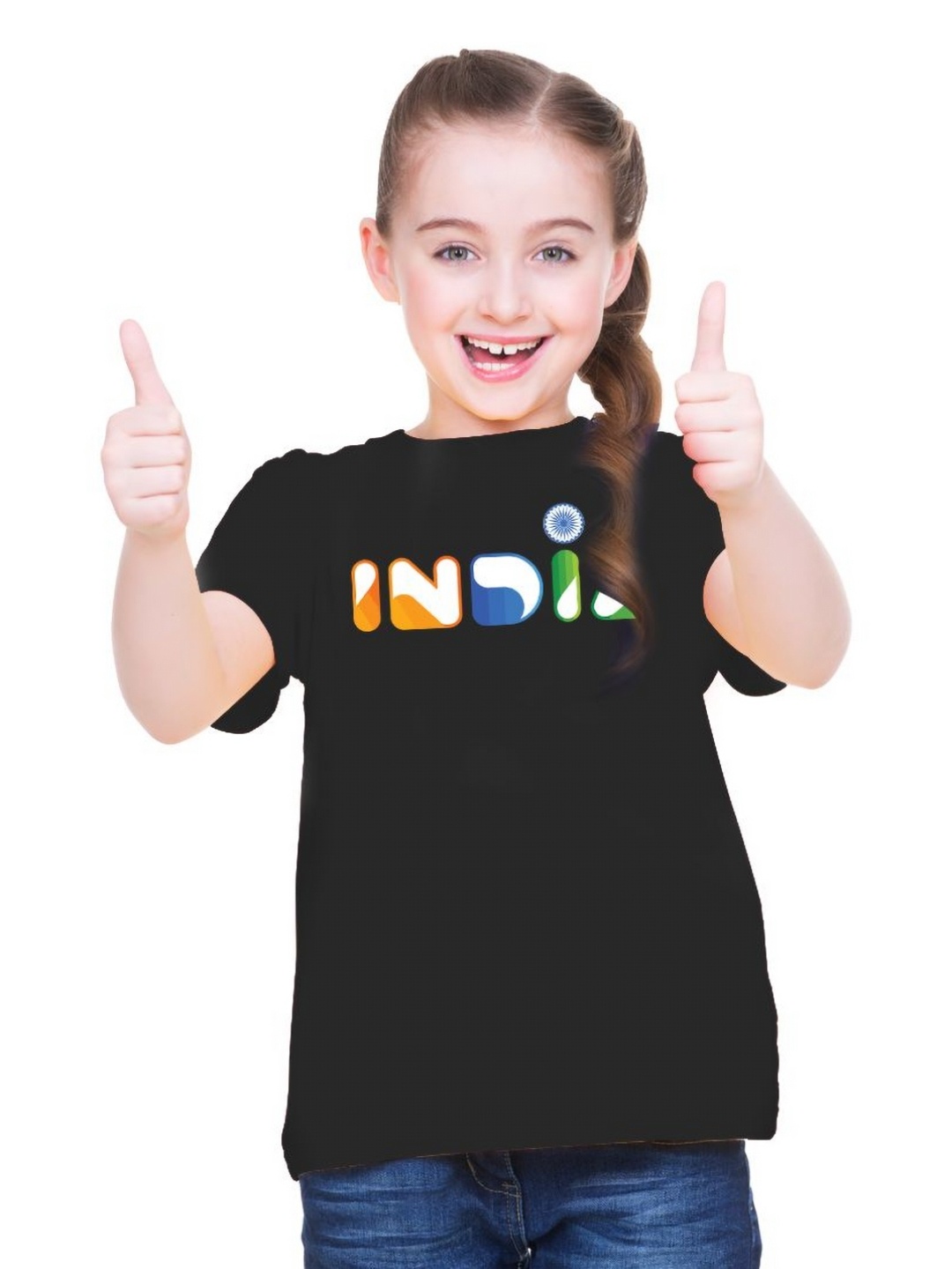 

BRATMA Unisex Kids Printed V-Neck Cotton T-shirt, Black