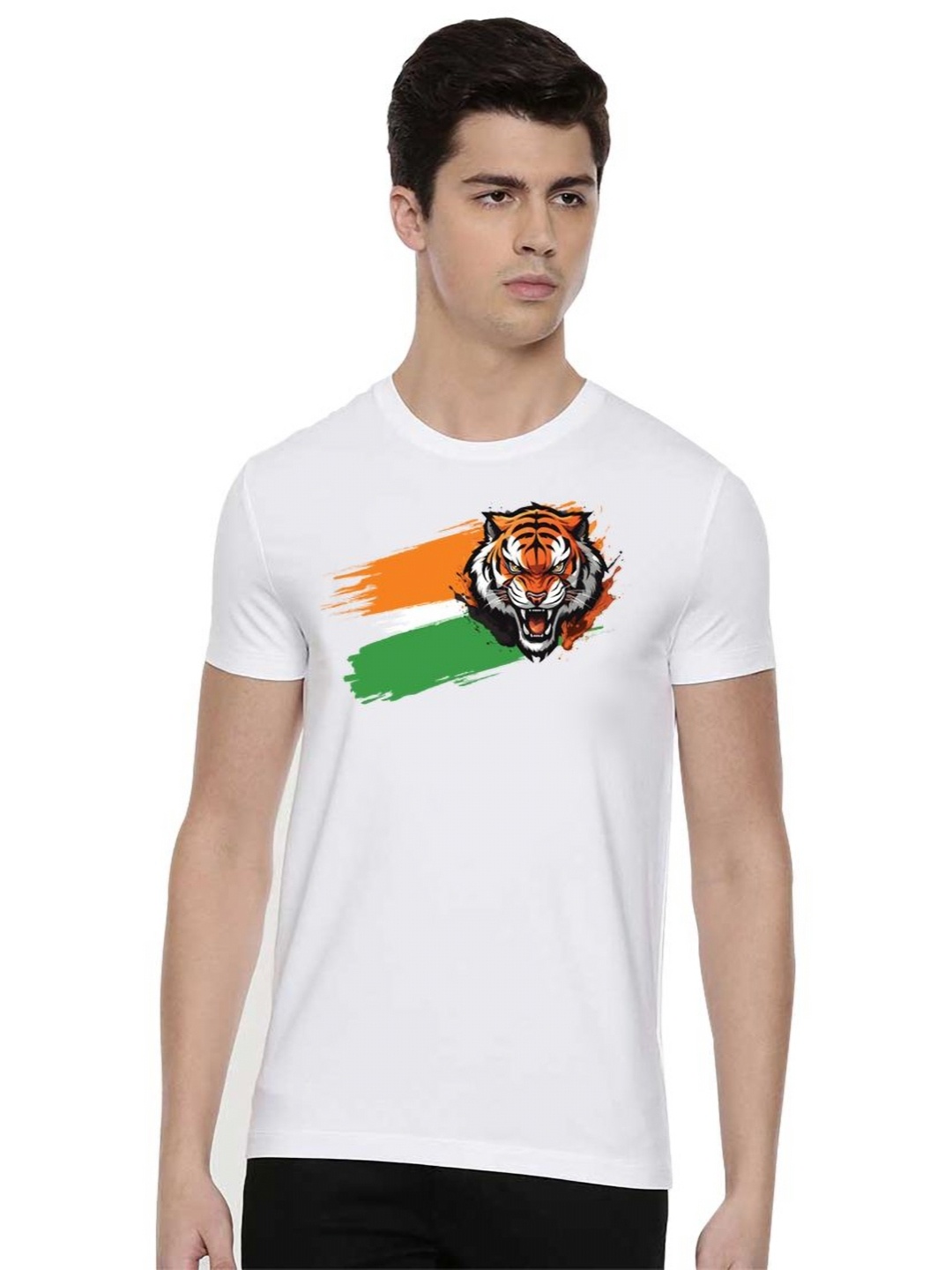 

BRATMA Unisex Graphic Printed Round Neck Cotton T-shirt, White