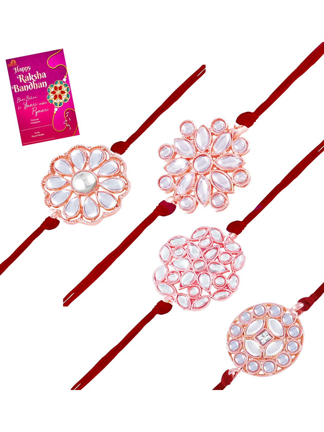 

Okos Thread Rakhi, Rose gold